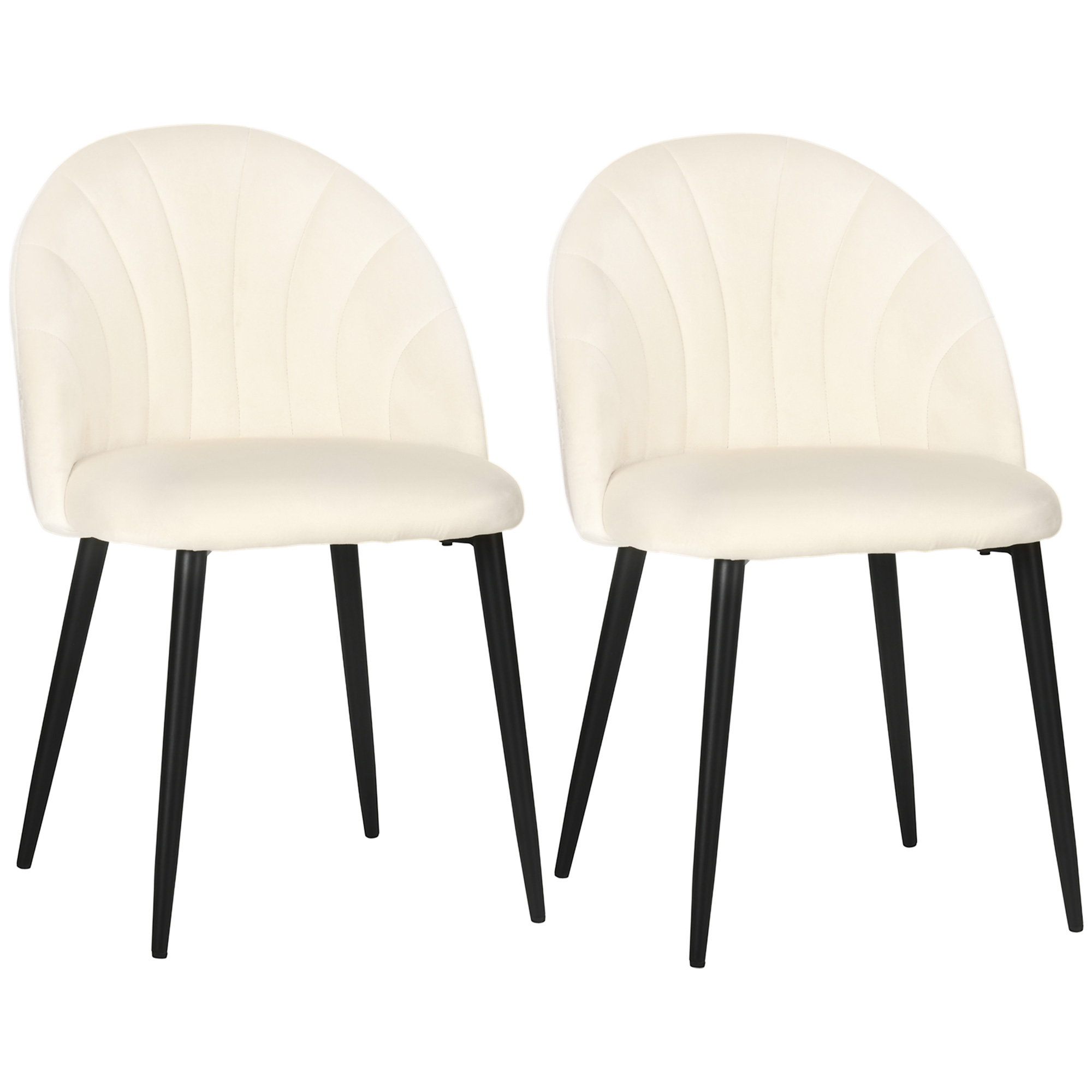 Set van 2 eetkamerstoelen in Scandinavisch design, keukenstoelen, fluweelachtige uitstraling, cr��me + zwart