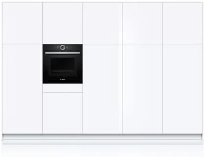 Bosch HMG7361B1, Serie 8 smarter Einbau-Backofen mit Mikrowellenfunktion, 60 x 60 cm, Made in Germany, Schwarz, Air Fry, Digitaler Bedienring, Touchdisplay, Automatikprogramme, Reinigungsunterst��tzung