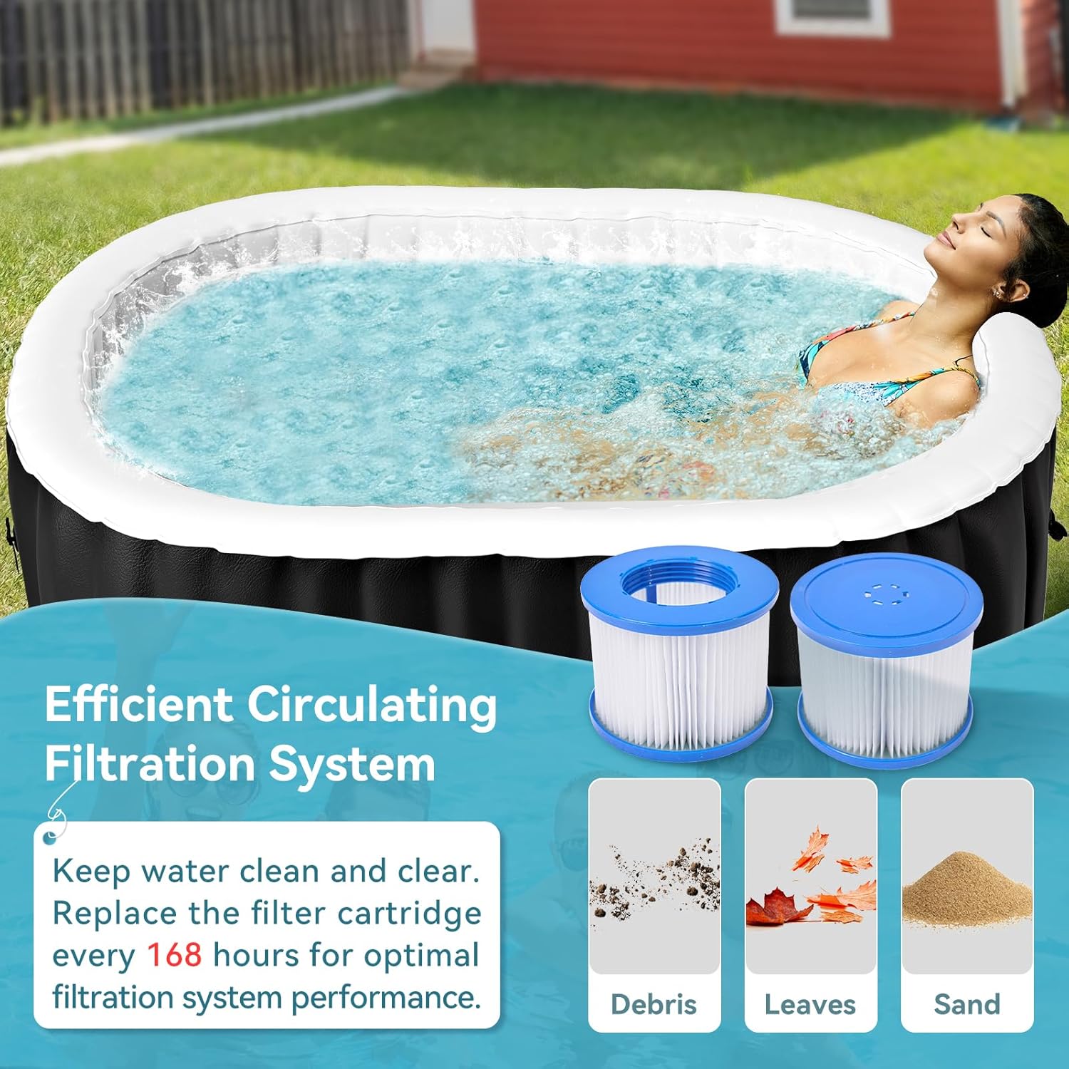 Hot Tub Aufblasbar für 2 Personen Mit LED, 2400W In/Outdoor SPA Pool Winterfest Mit 100 LuftdüSen, Frostschutz, 550 Liter, Auslaufsichere, Energiesparend, Bubble Spa & Wellness Massage