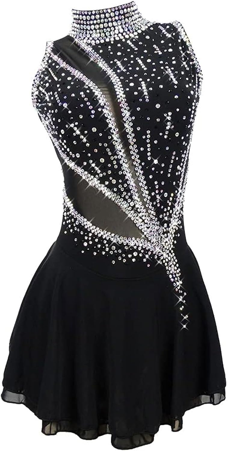 Eiskunstlauf Kleid für Mädchen Professional Eislauf Kostüm Handgefertigt Funkle Strass Ballett Tanzkleidung Damen Wettbewerb Gymnastik Aktivkleidung