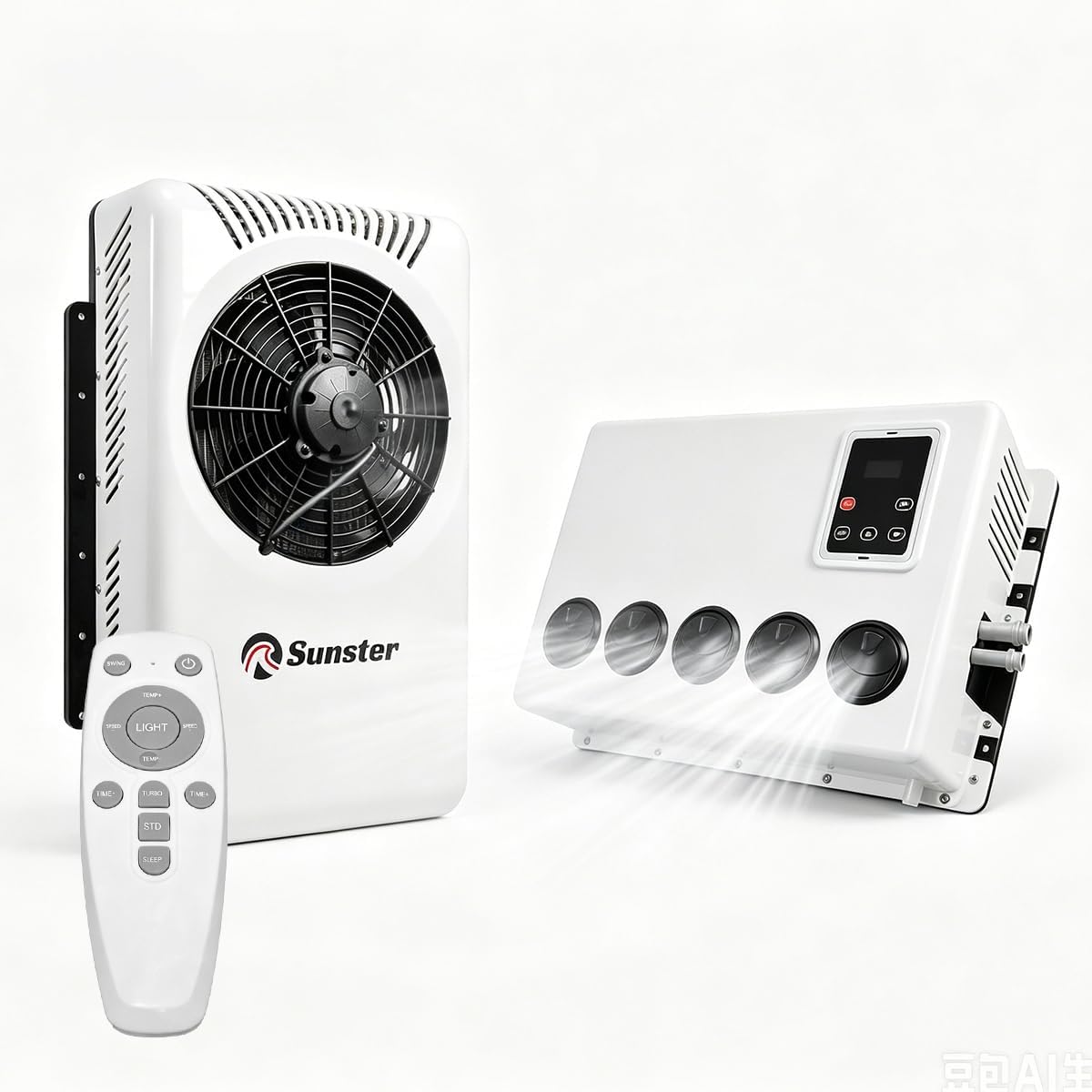 Sunster Auto Klimaanlage Kit, DC 12V Wohnwagen Klimaanlage, Split Klimaanlage Kühlsystem für das Parken großer LKW, Autos und Busse