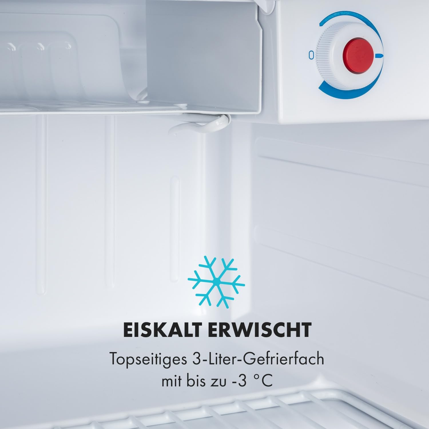 Klarstein Yummy - Kühlschrank, mit Gefrierfach, Kühlmittel: R600a, 41 dB, 1 x Gitterboden, inkl. Tropfschale, 47 L, Gefrierfach: 3 Liter, Kühlschrank: 44 L, schwarz/silber