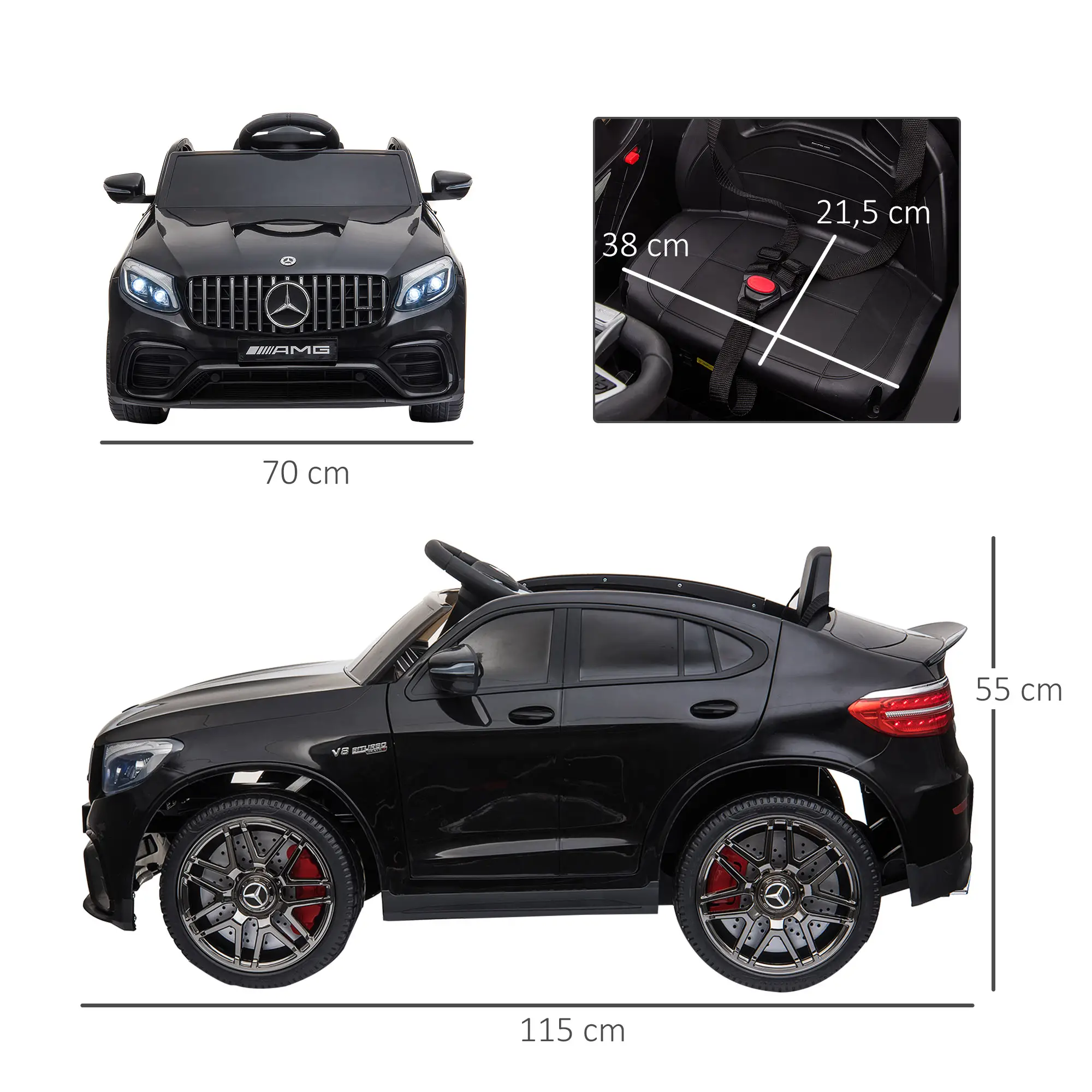 HOMCOM Kinder-Elektroauto Mercedes-Benz AMG mit Fernbedienung & Musik