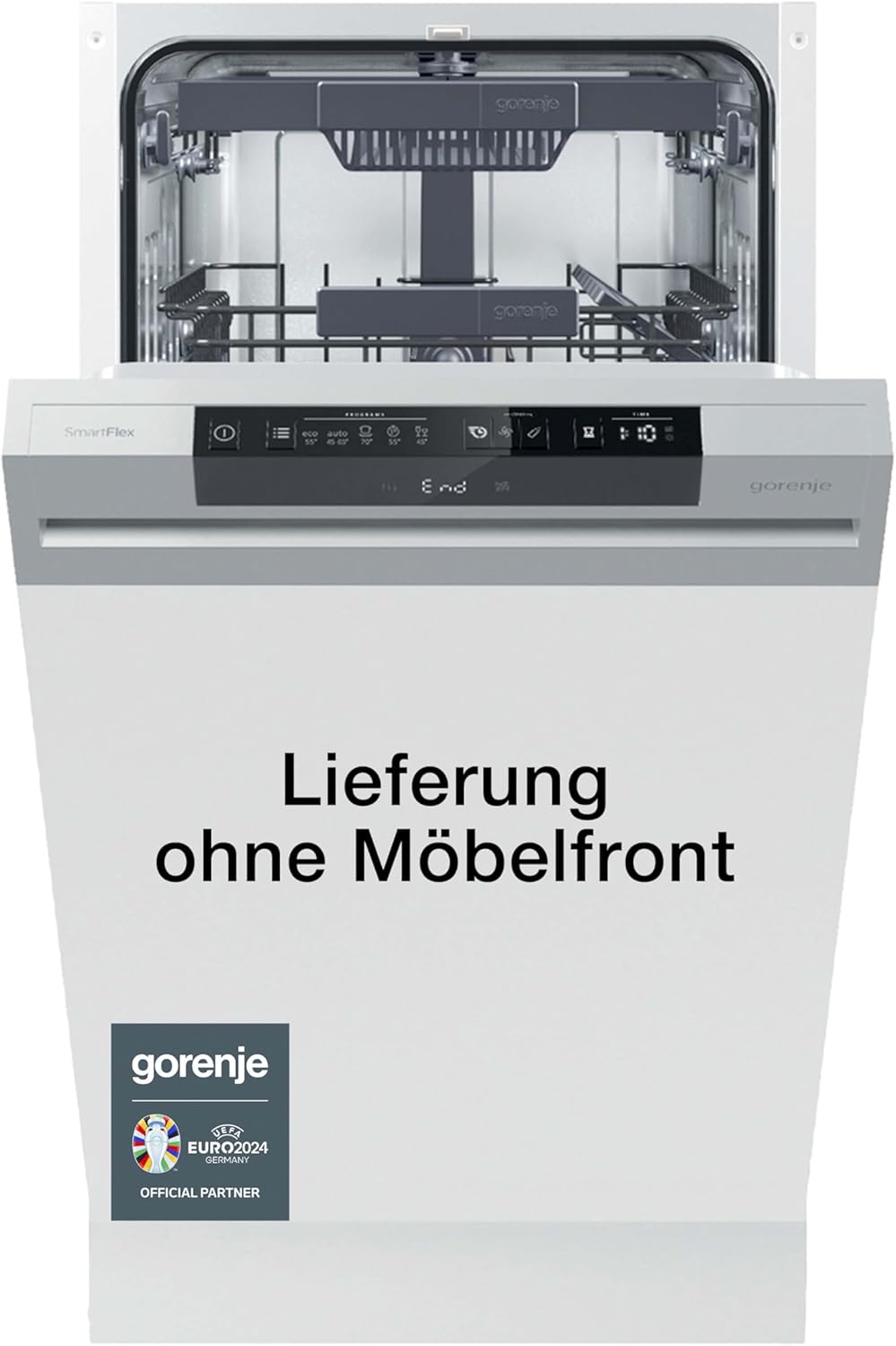 Gorenje GI 520 E15X Teilintegrierbarer Geschirrspüler / 45cm / 9 Maßgedecke / 5 Programme / 1h Reinigungsprogramm / höhenverstellbarer Oberkorb / vollständiger Überlaufschutz, Eingebaut, Edelstahl