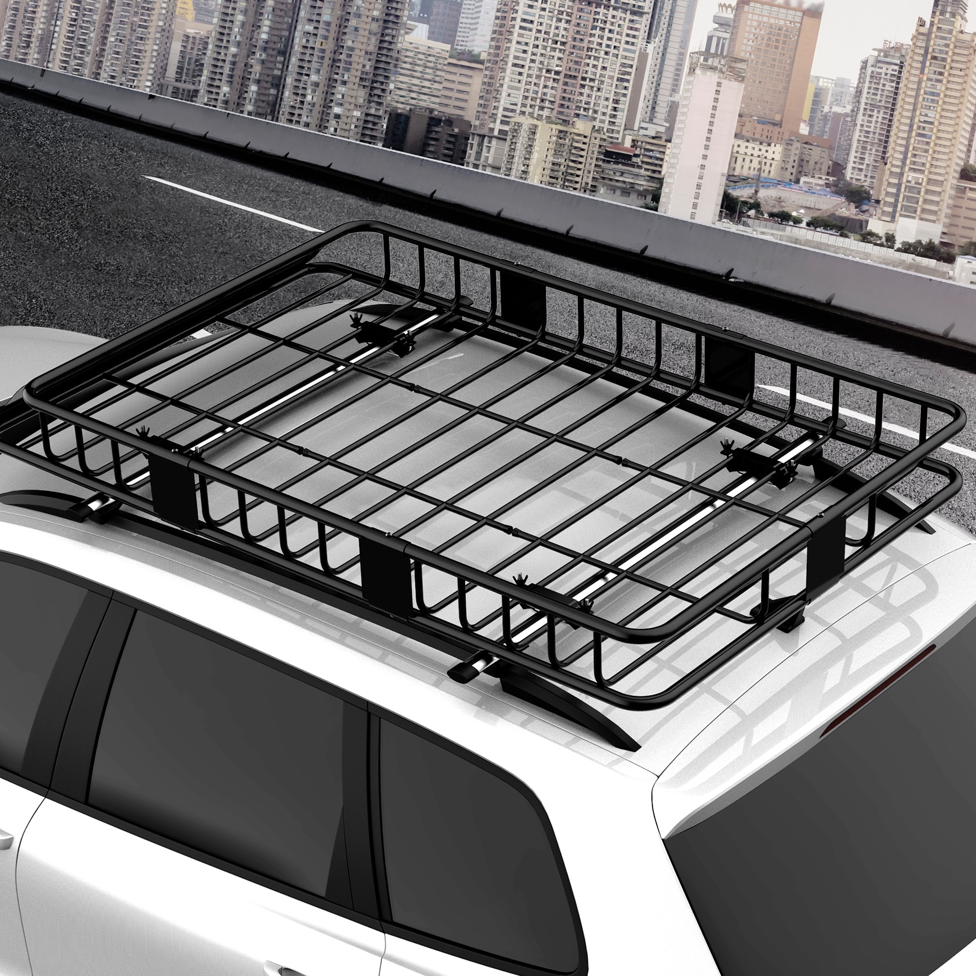 HOMCOM Universele dakkoffer autodakdrager dakbagagerek bagagemand bagagerek plank metaal zwart 162 x 99 x 16 cm | Aosom.de