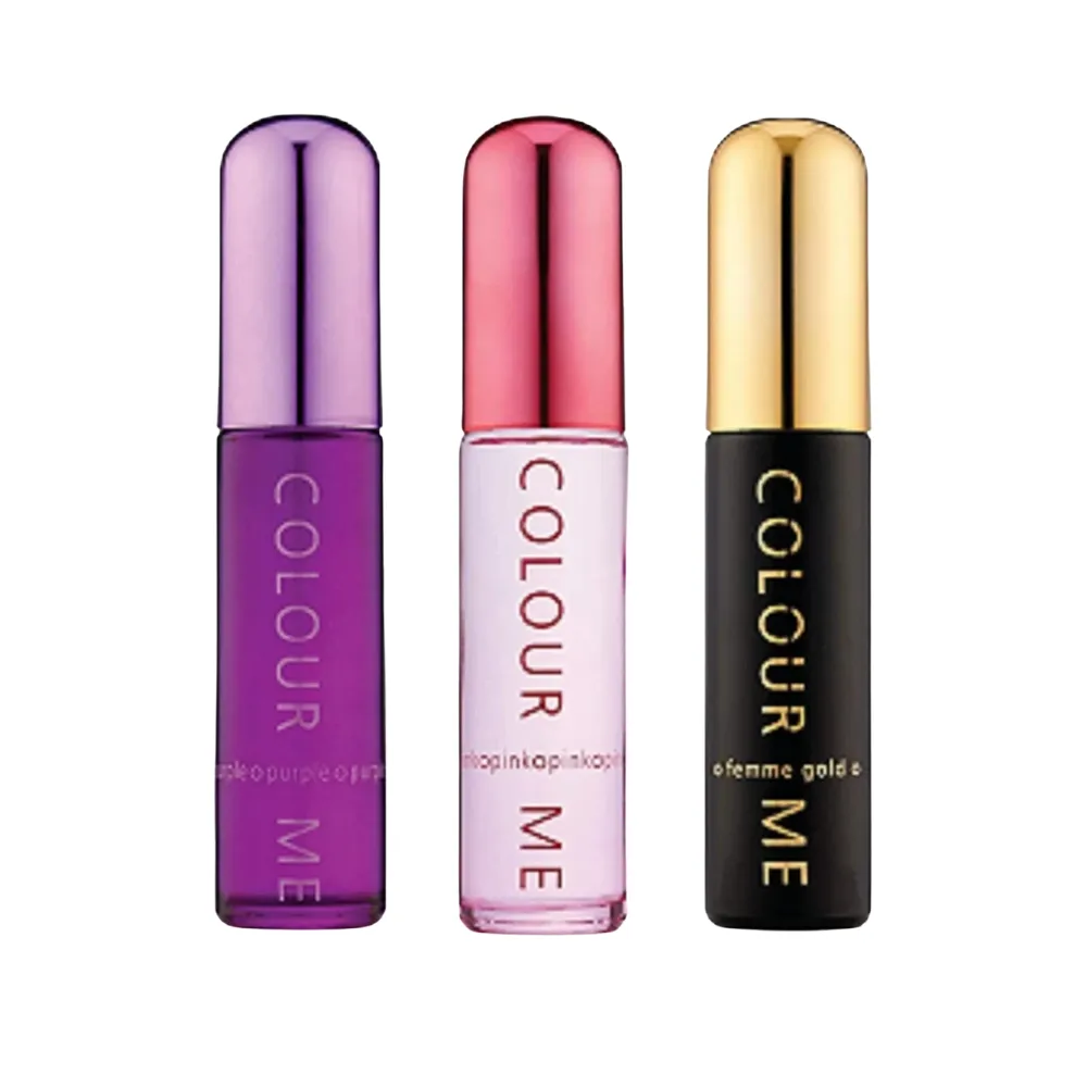 Milton Lloyd Colour Me Pink, Purple & Gold Femme Perfume Gift Set �?3 x 50ml EDP for Women
