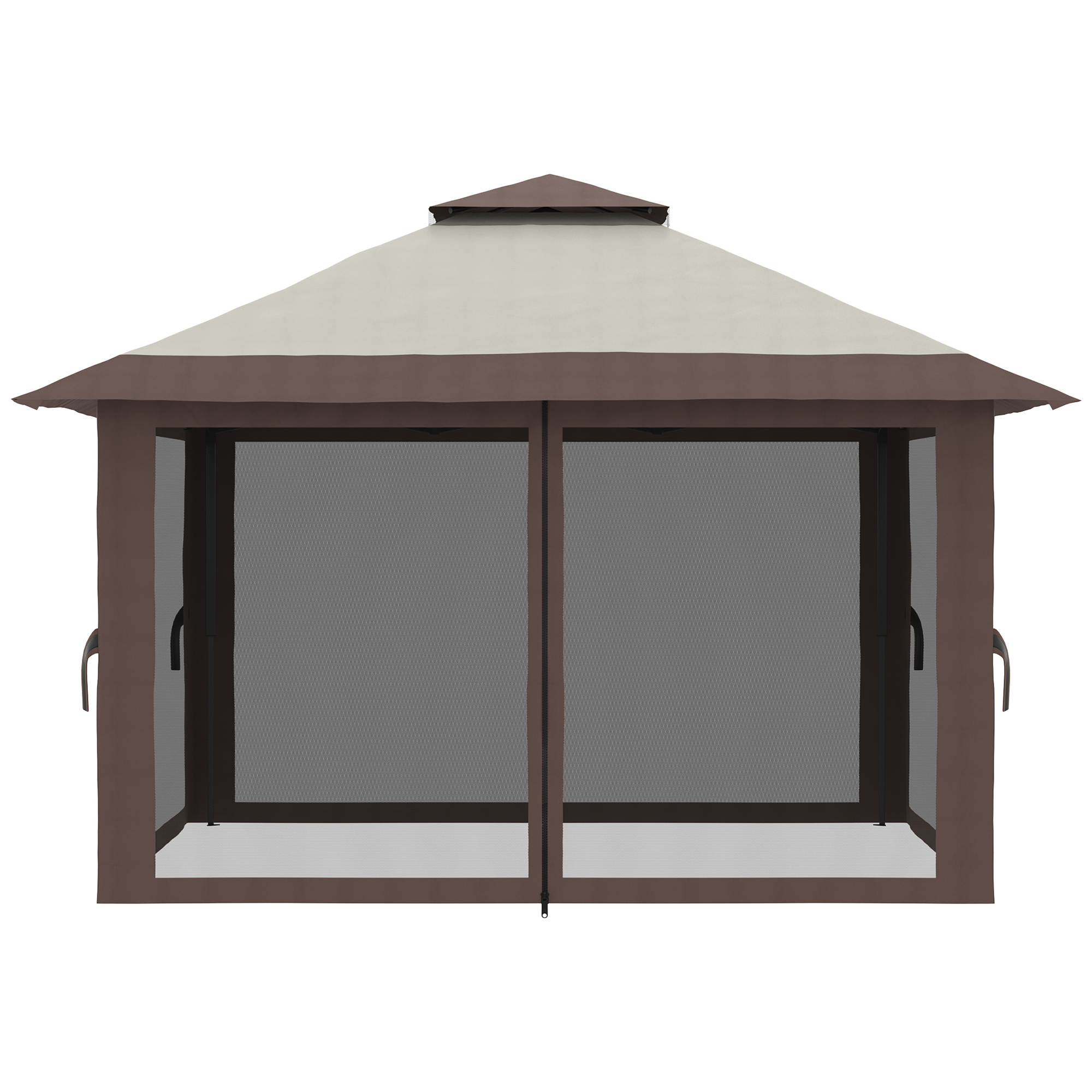 Tuinpaviljoen 4x4x3m, Beige, Met Ventilatiedak en Verstelbare Hoogte