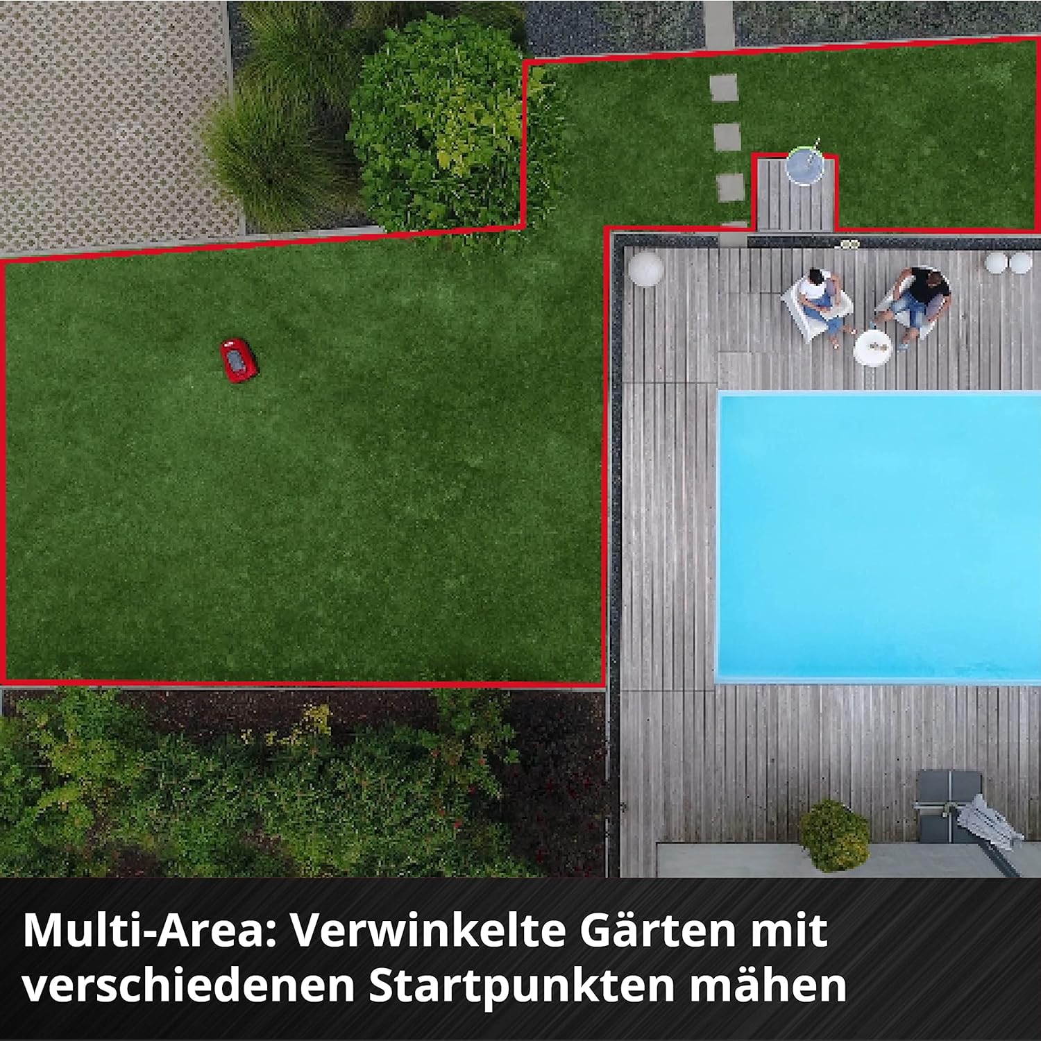 Einhell Mähroboter FREELEXO 1200 LCD BT Power X-Change (Li-Ion, 18 V, Multizonenmäher, Bluetooth App, 18 cm Schnittbreite, inkl. 5,2 Ah Akku, 4 Klemmen, Garage)