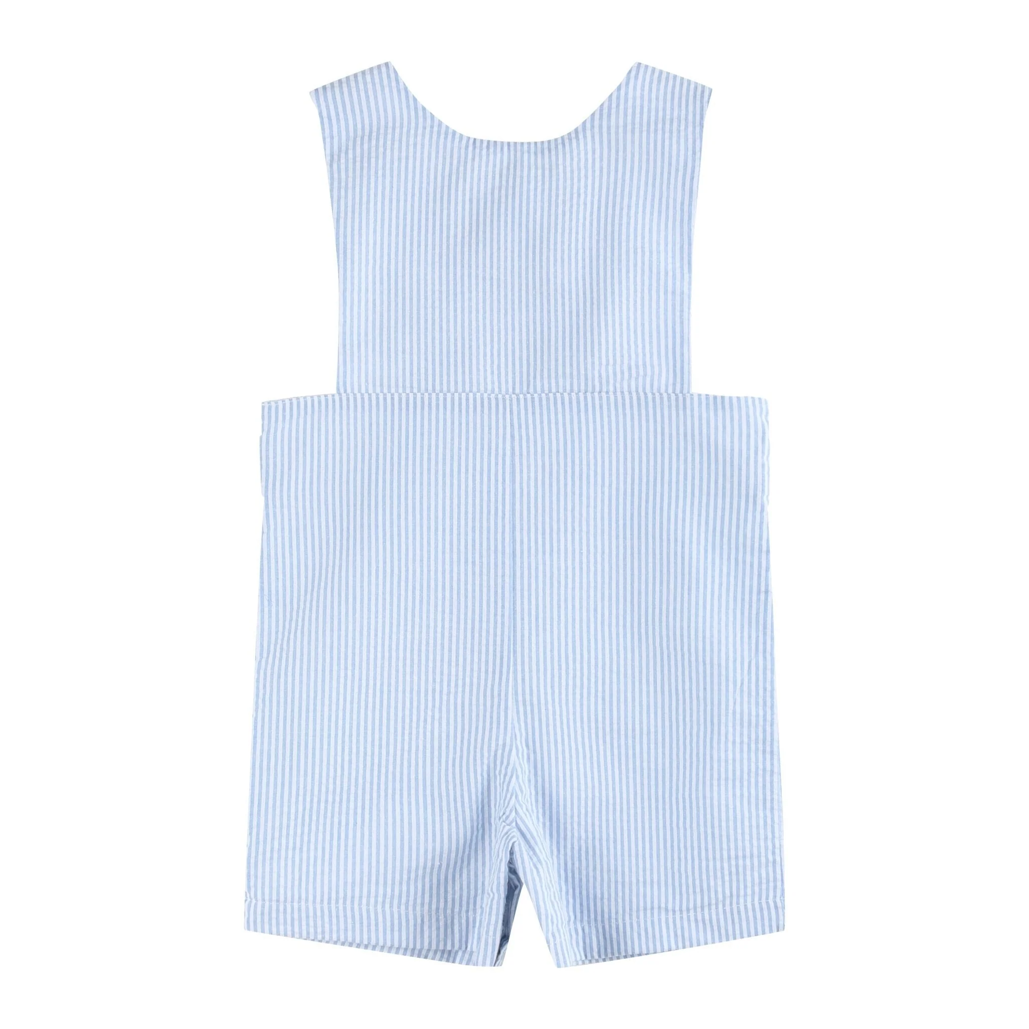 Light Blue Seersucker Lil Brother Smocked Jon Jons