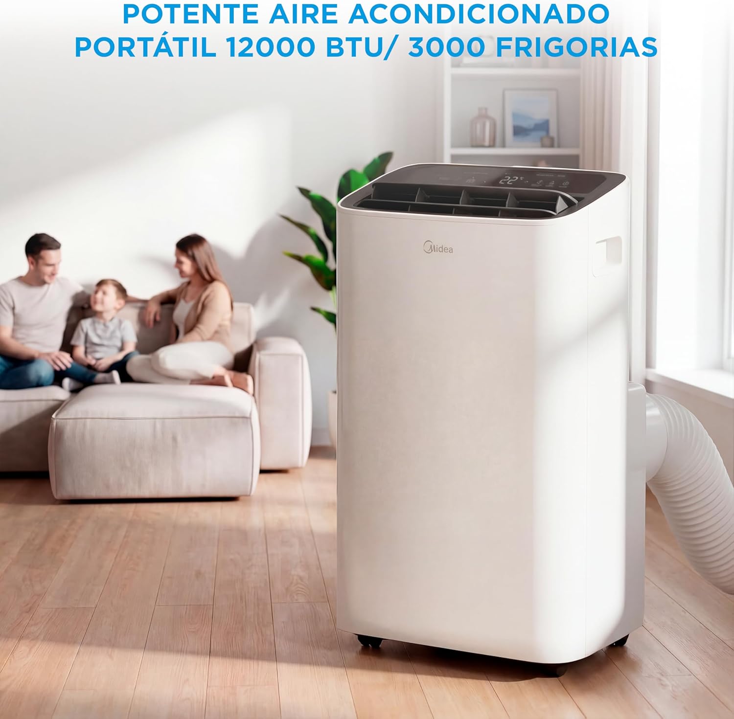 MIDEA Pingüino Aire Acondicionado Portátil 4 en 1 | 3000 Frigorías/12.000 BTU con Control por App | Climatizador y Deshumidificador hasta 35m2 - Modo Sleep, Mando a Distancia | Incluye kit de ventana