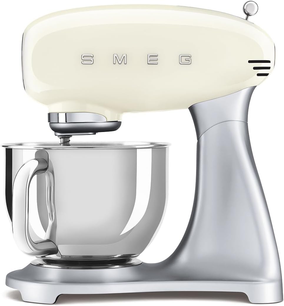 Smeg, SMF02PKEU Küchenmaschine, 10 Geschwindigkeitsstufen, Planetenrührwerk, Sicherheitsabschaltung, 2 Rührbesen, Kugelgriff aus Edelstahl, 800 W, Rose
