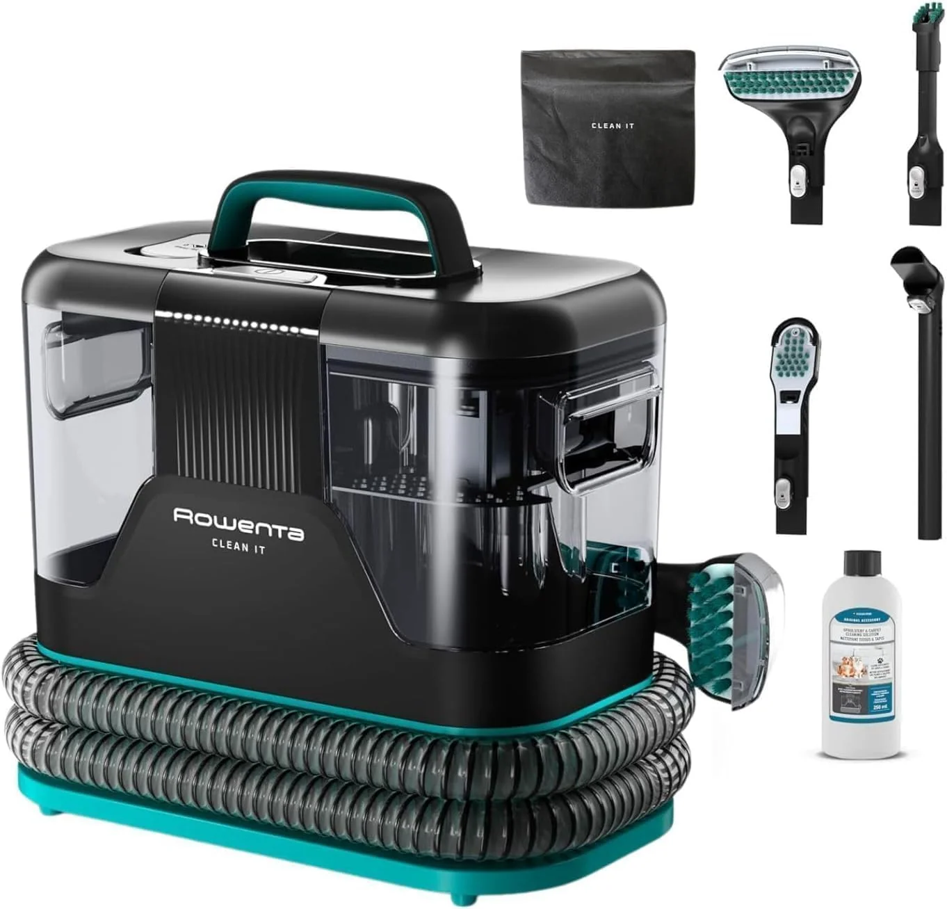 Rowenta Clean It, Aspirador de tapicerías, Limpieza Rápida y Fácil, Apto para Suciedad de Mascotas, Alfombras, Interior del Coche, 750w, 6acc, IN5020F0