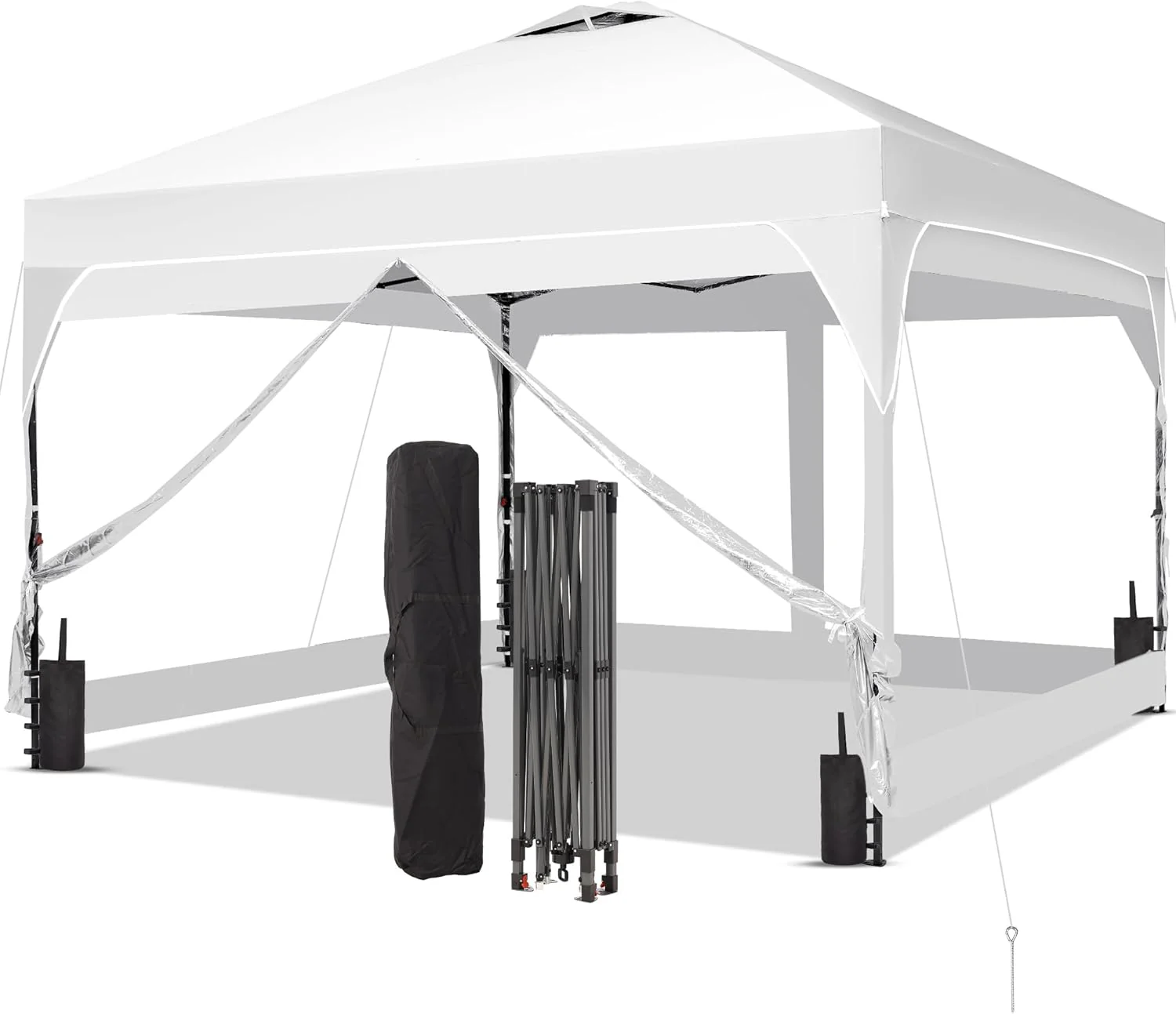GDY 12x12 Pop Up Canopy Tent with 4 Sidewalls, Easy Set up with One Push Lift Gazebo
