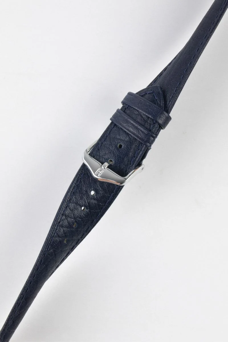 Hirsch CAMELGRAIN No Allergy Leather Watch Strap in BLUE