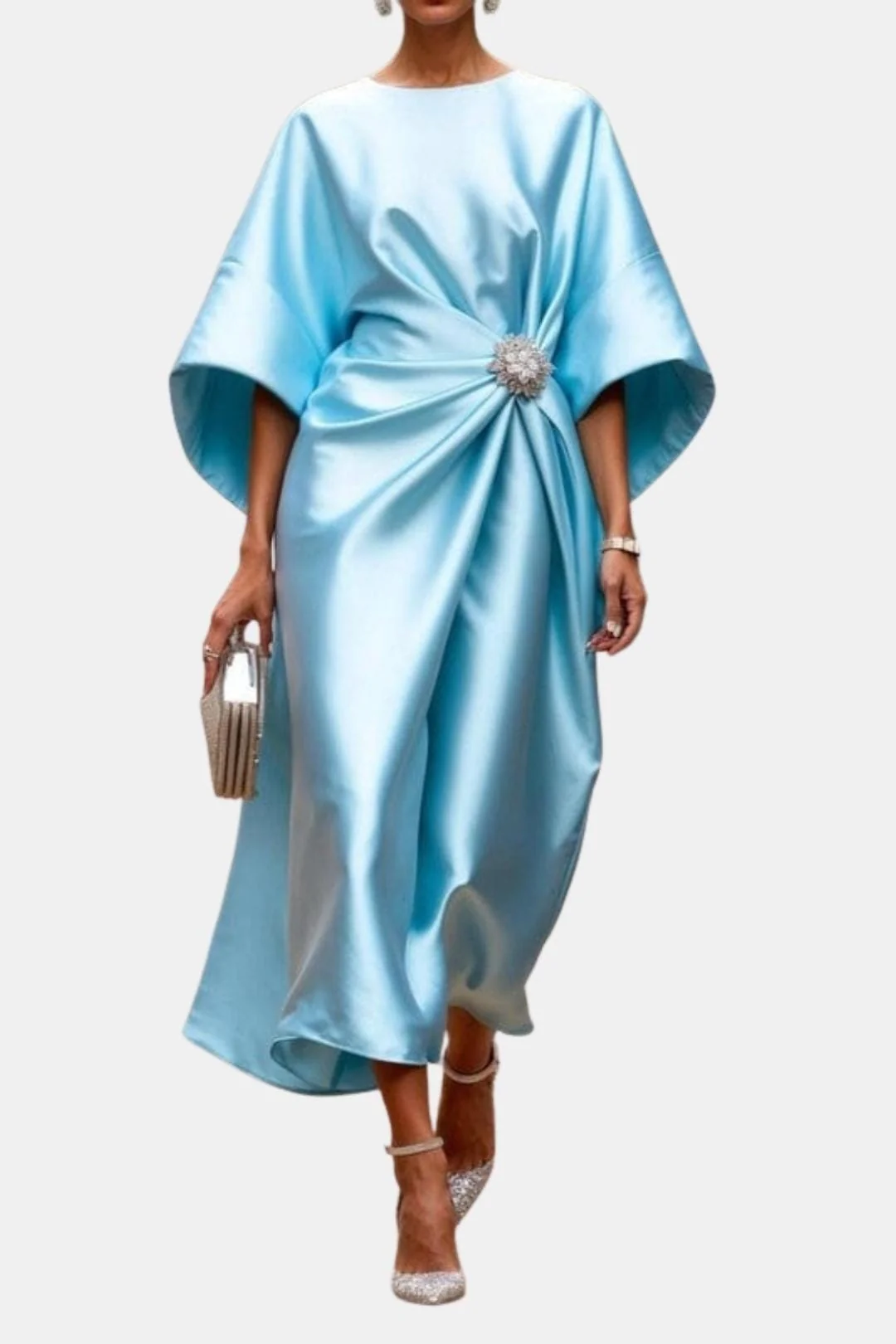 Maxikleid aus Satin mit weiten ?rmeln f��r Damen