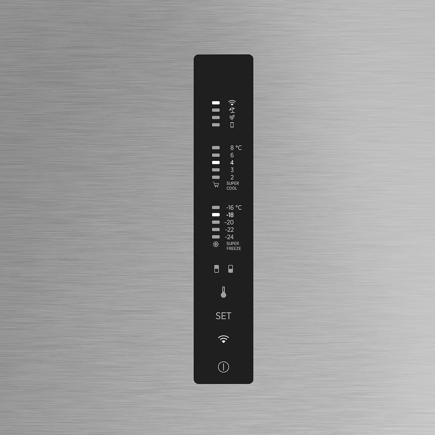 Hoover HOCE7618DX 2D Kühl-Gefrier-Kombination/Freistehend/Total No Frost/WiFi Connected & Smart hOn–App/Externes elektronisches Display/Inox Look