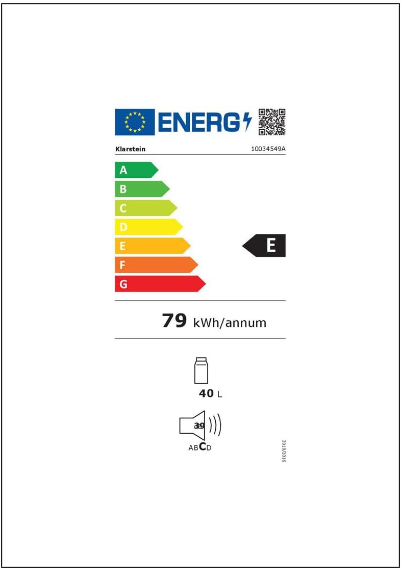 KLARSTEIN Scooby Mini réfrigérateur - système EcoExcellence, CEE E, capacité de 40L, régulateur de température, étagère amovible, compartiment bouteille jusqu'à 2l, 41 dB, argent