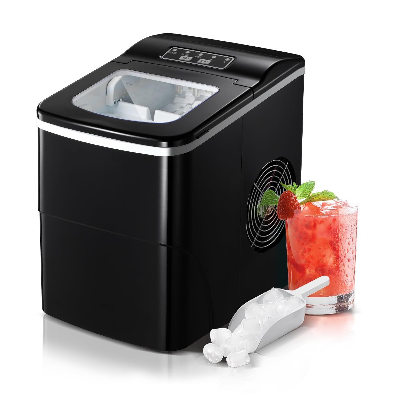 YOPOWER Portable 2.2L Countertop Ice Maker - Commercial Black Design
