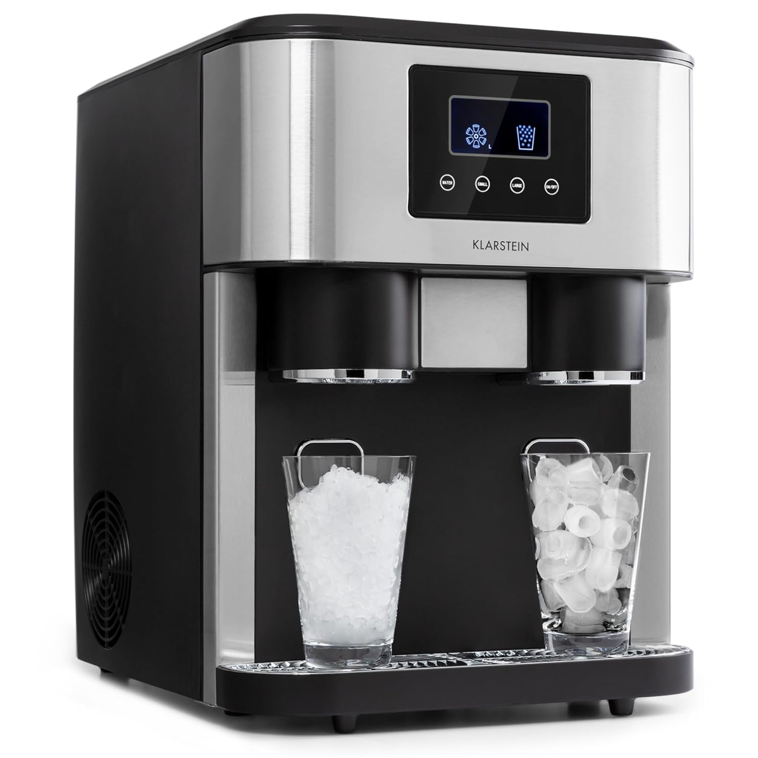 Klarstein Eiswürfelmaschine Klein, 1,8L Eiswürfelbereiter, Mini-Eiswürfelmaschine für Crushed und Bullet-Eis, Leichte Reinigung, Eiswürfelbereiter für 15kg/24h