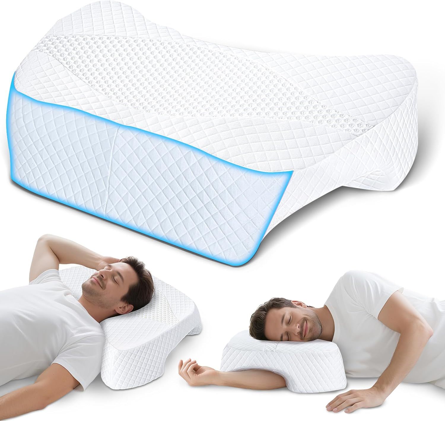 SAHEYER Memory Foam Pillow with Arm Support for Neck and Shoulder Comfort, Ideal for Side, Back, and Stomach Sleepers