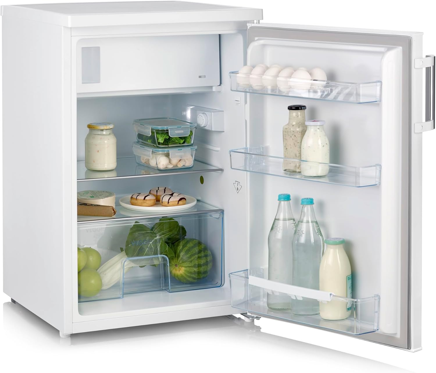 SEVERIN Réfrigérateur Table Top, Mini réfrigérateur Pose libre, Réfrigérateur compact de largeur 56 cm, Volume : 120 Litres, Classe C, 87 kWh/an, 37 dB, Blanc, TKS 8847