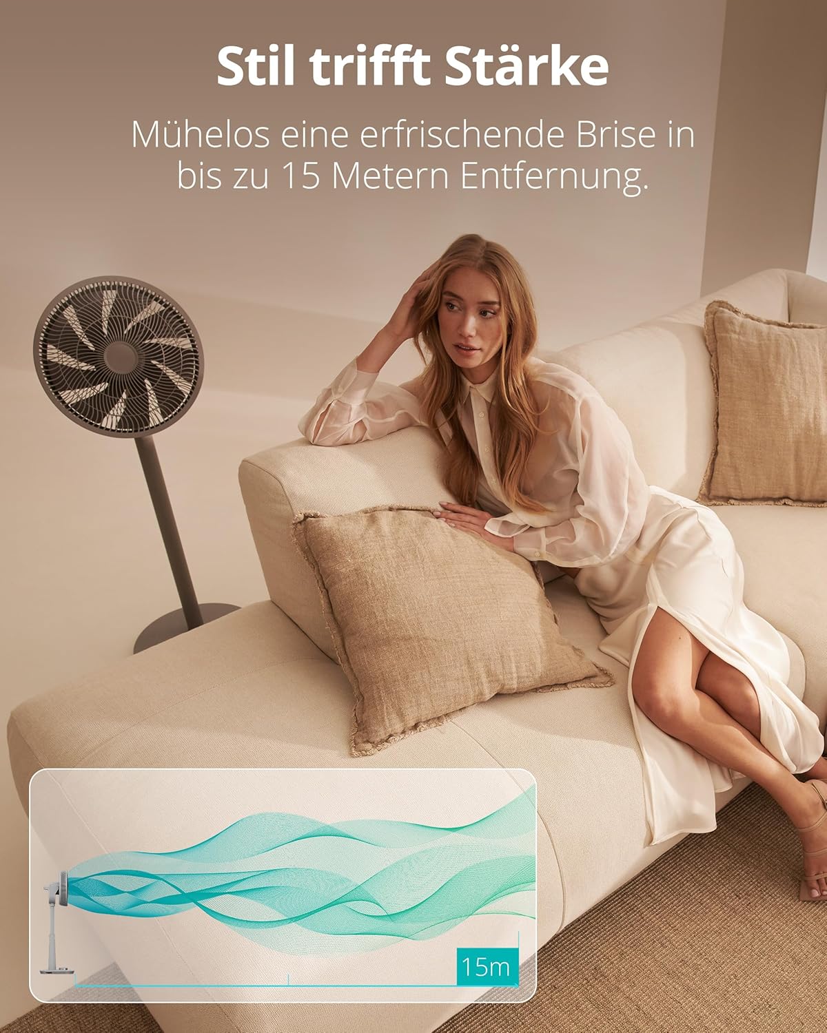 Duux Whisper 2 Statiefventilator Stil - Zuinige DC-motor met 26 snelheden - Ventilator in hoogte verstelbaar (73-95cm) - Horizontale + Verticale oscillatie - Wit