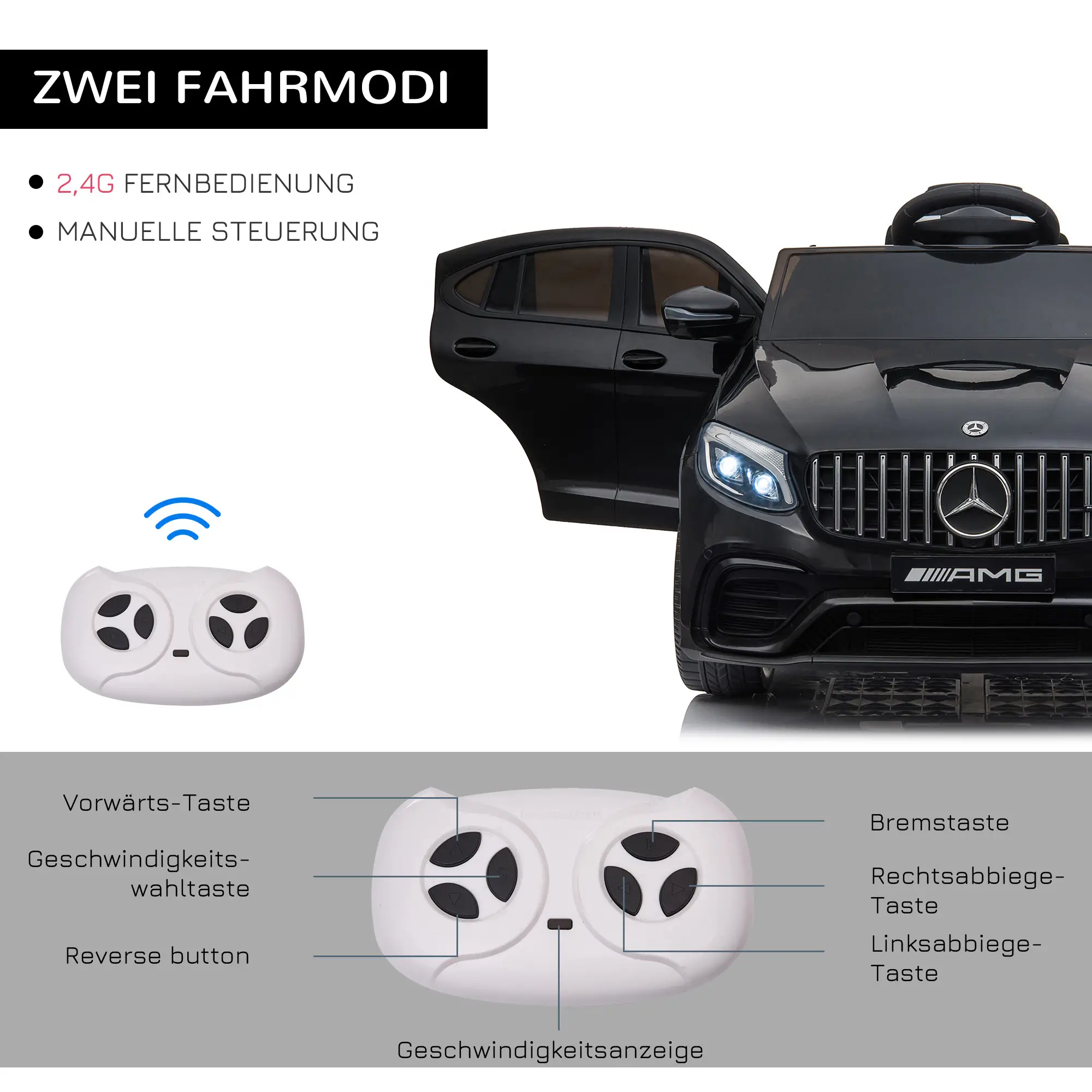 HOMCOM Kinder-Elektroauto Mercedes-Benz AMG mit Fernbedienung & Musik