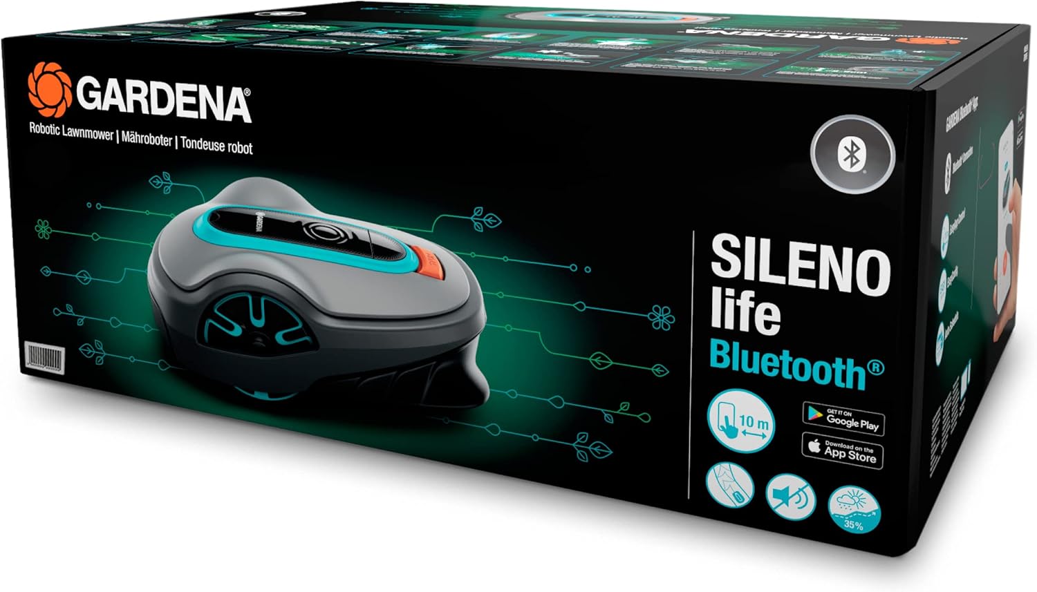 Gardena Mähroboter SILENO minimo 250 m²: intelligenter Rasenmäher mit optimaler Konnektivität, mit Gardena Bluetooth App programmierbar, DE-Version (15201-20)