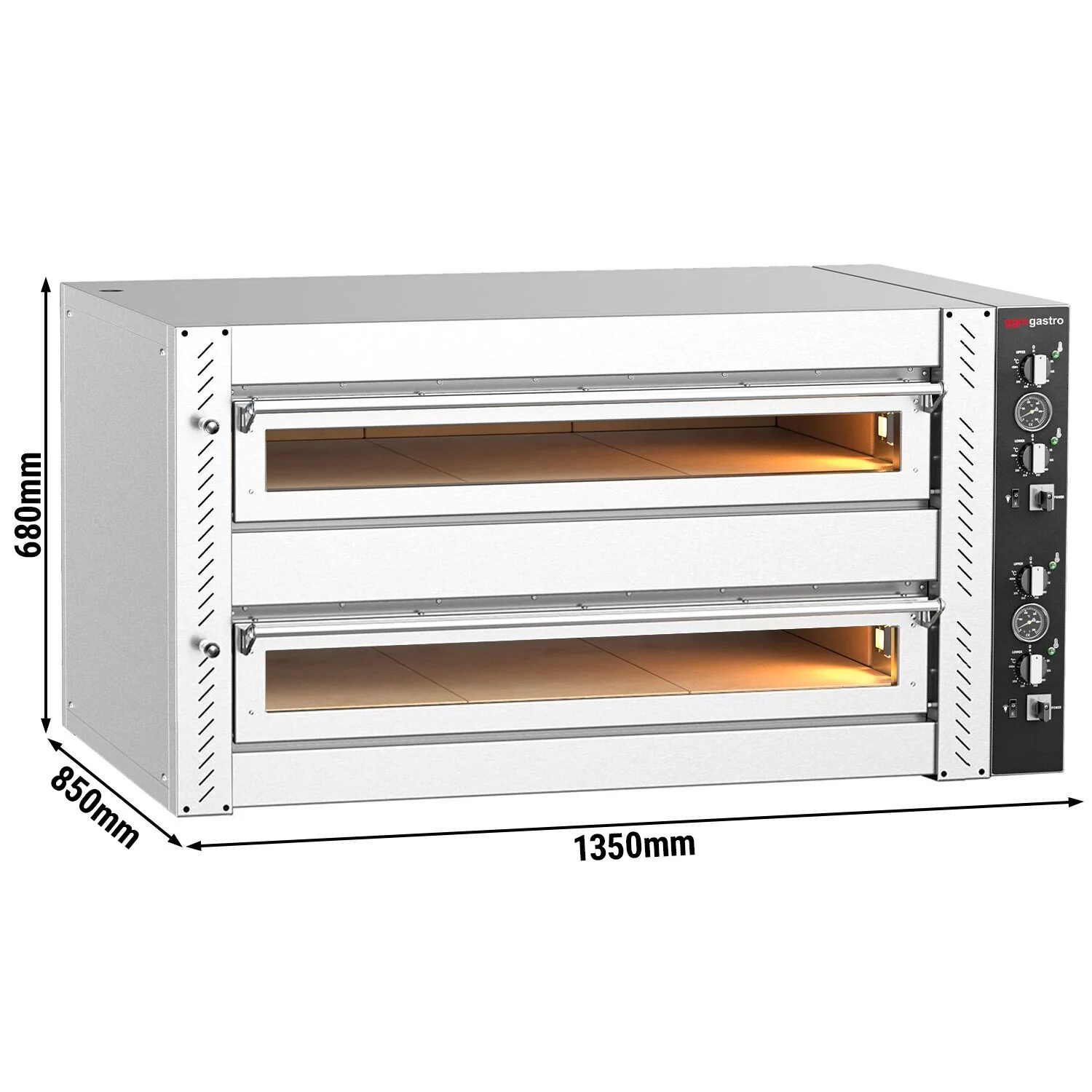 Elektrisk pizzaovn �C (chamotte) �C 6 + 6�� 30 cm �C manuell