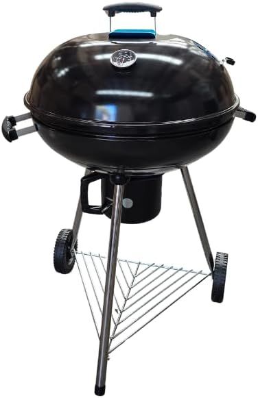 CharDome Premium 22-Inch Portable Charcoal BBQ Grill with Thermometer and Ash Catcher, Black
