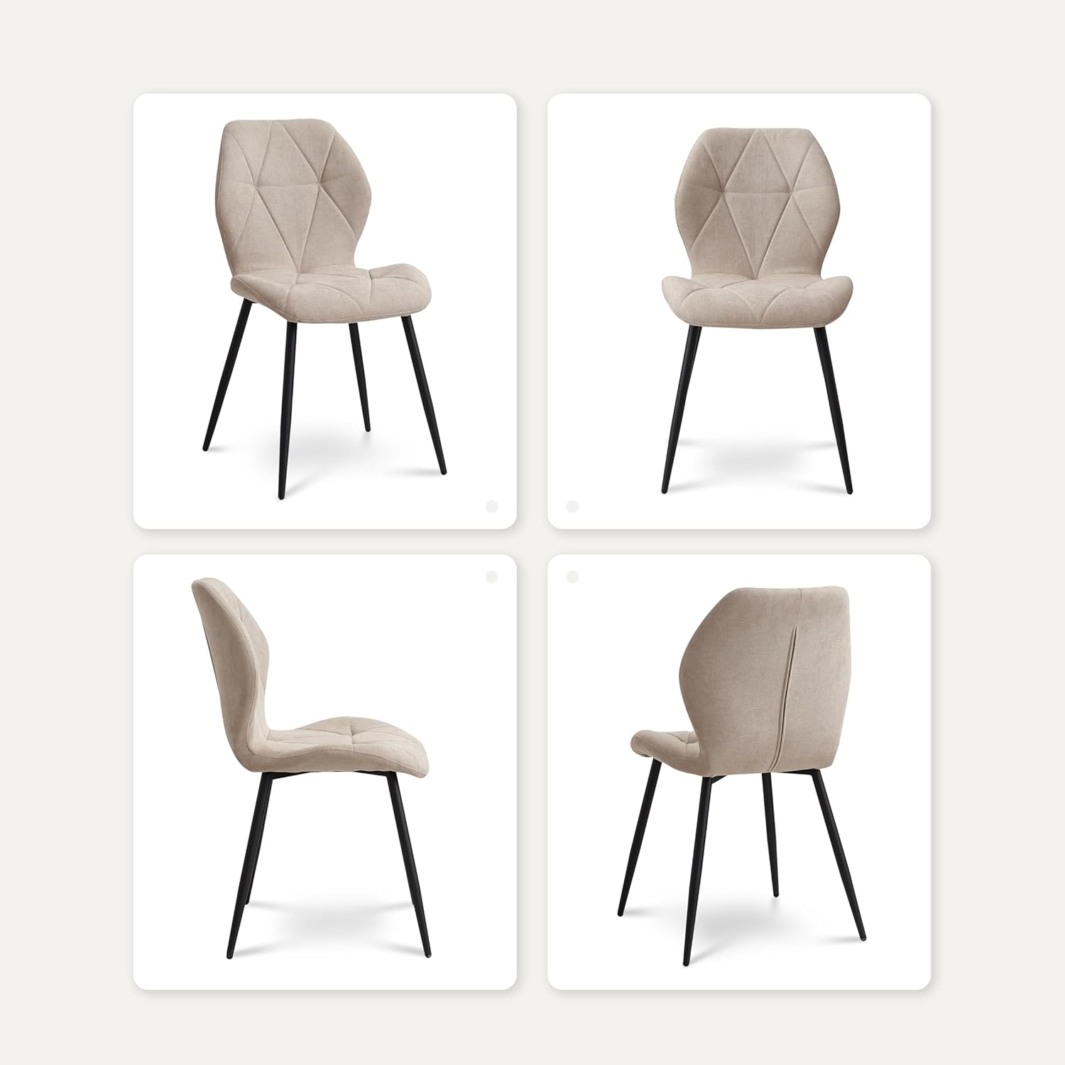 8er-Set Esszimmerstuhl, Küchenstuhl aus Leinen-Diamantgewebe, Gepolsterter Stuhl mit Hochdichtem Rückprallschwamm Gefüllt, Geeignet für Esszimmer, Küche, Wohnzimmer, Schlafzimmer - Beige