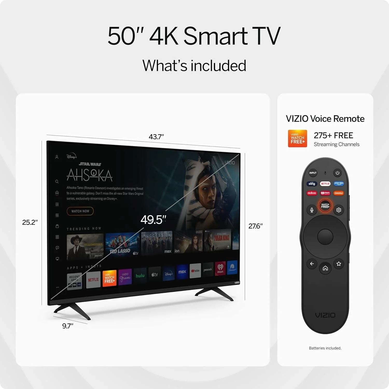 VIZIO 50′′ 4K HDR Smart TV, Dolby Vision HDR/HDR10+, WiFi 6 – (Refurbished)