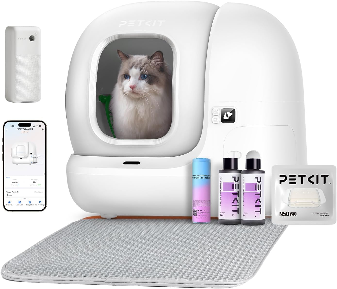 PETKIT Pura Max 2 Selbstreinigende Katzentoilette, 76L Katzenklo Selbstreinigend,xSecure,Geruchsbeseitigung,App-Steuerung,Große Fassungsvermögen,Automatisches Katzenklo für Mehrere Katzen
