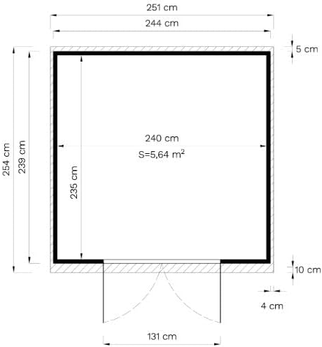 Gartenhaus Alster, Gerätehaus Holz, 251x254x210 cm, Pultdach, inkl. Fußboden, Lagerschuppen Garten, Fahrradschuppen, 6m², 19mm Wand, Naturbelassen