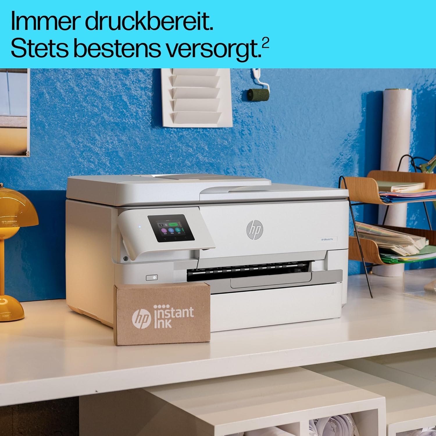 HP OfficeJet Pro 9720e A3-Multifunktionsdrucker, Drucken bis A3, 3 Monate gratis drucken mit HP Instant Ink inklusive, HP+, Drucker, Scanner, Kopierer, Fax, WLAN, LAN, Duplex, Airprint, Grau-Weiß