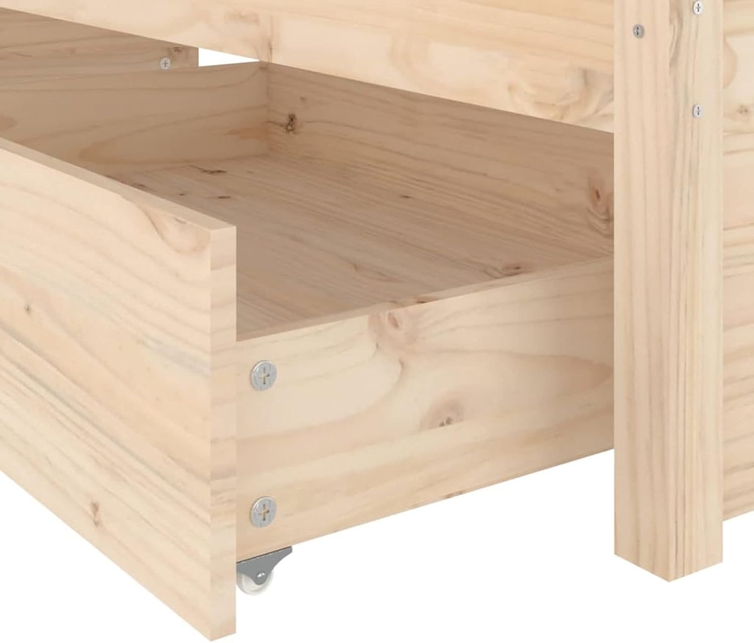 Bett 200x200 mit Stauraum Holz Bett mit Schubladen Stauraumbett mit Lattenrost Doppelbett Bettkasten Jugendbett Holzbett Bettrahmen Schlafzimmer-Natur-200 x 200 cm