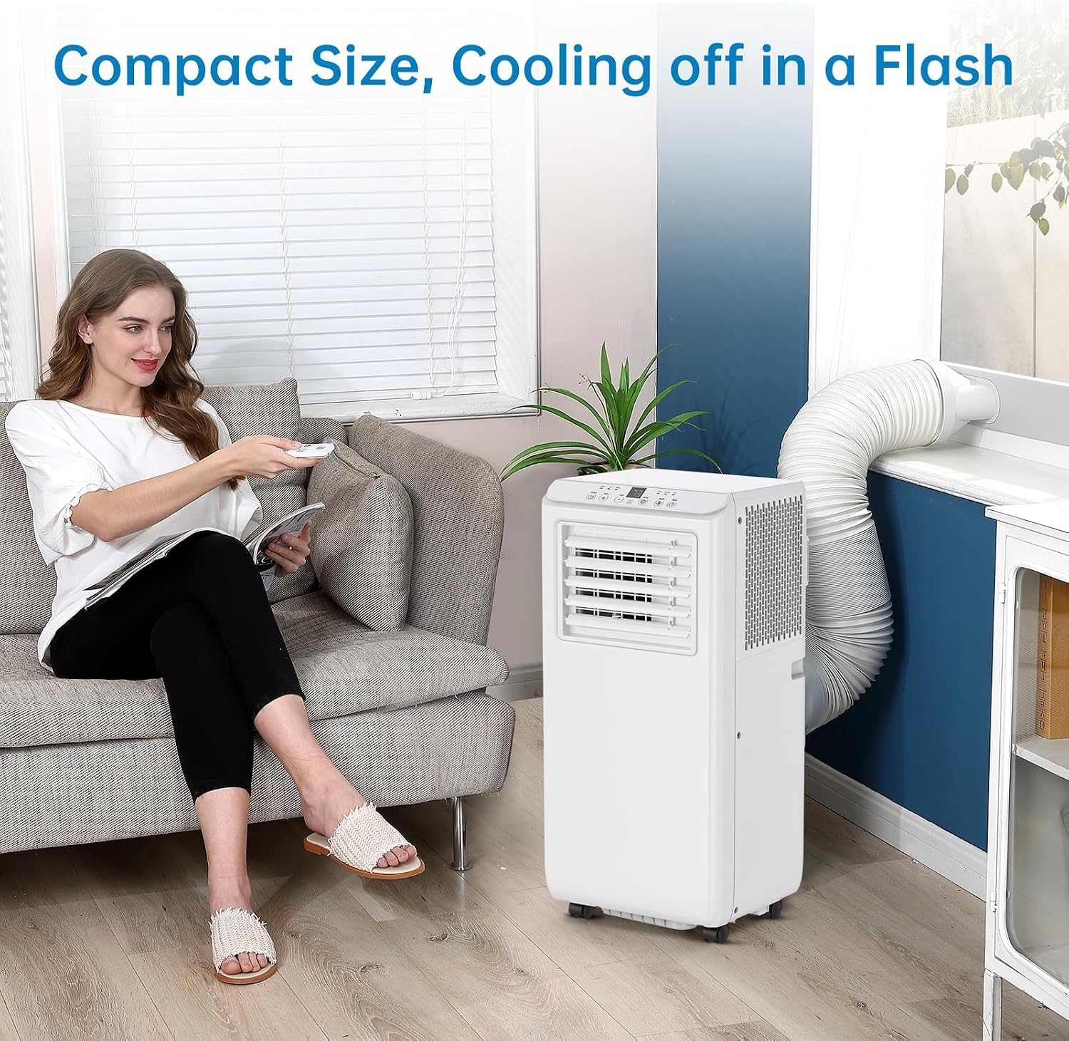 Tragbare Klimaanlage 8000 BTU mit Schnellkühlung, 54 dB Leise, Fernbedienung, 24 Stunden Timer mit Luftentfeuchter, AC Einheit