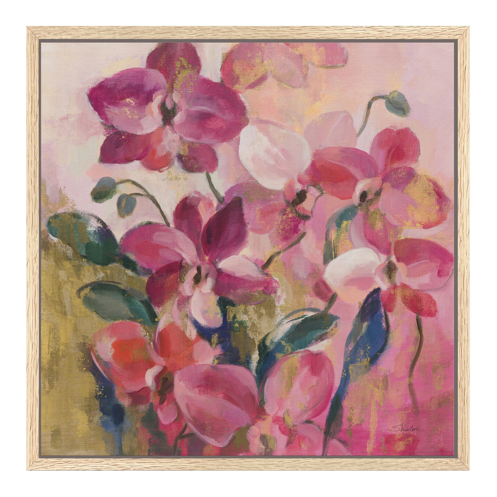 Abstract Orchid by Silvia Vassileva Framed Canvas Wall Art