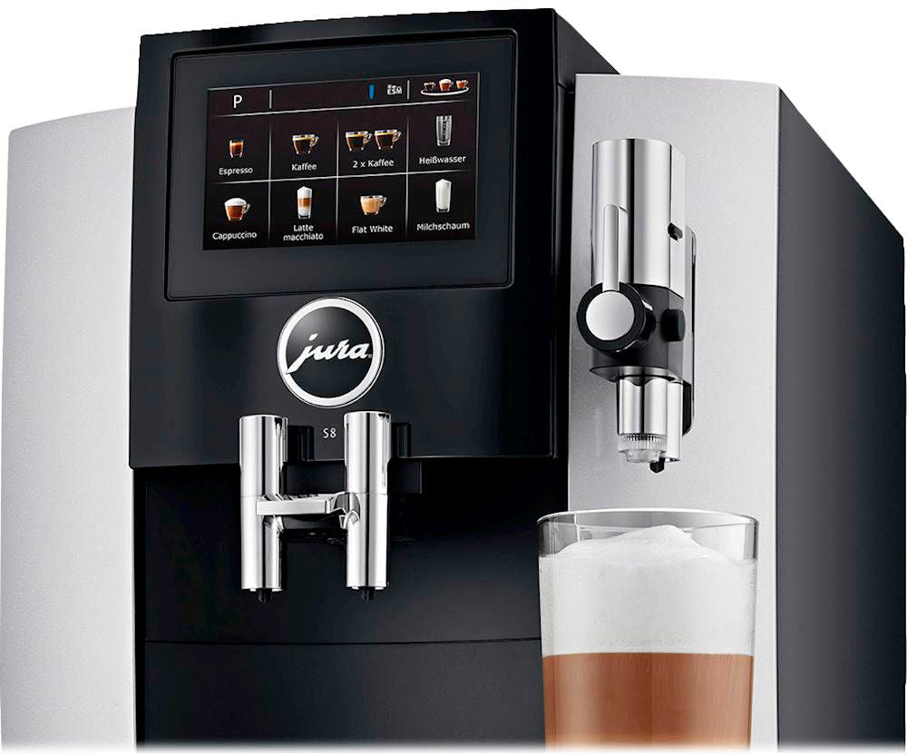 Jura - S8 Espresso Machine with 15 bars of pressure and Milk Frother - Moonlight Silver