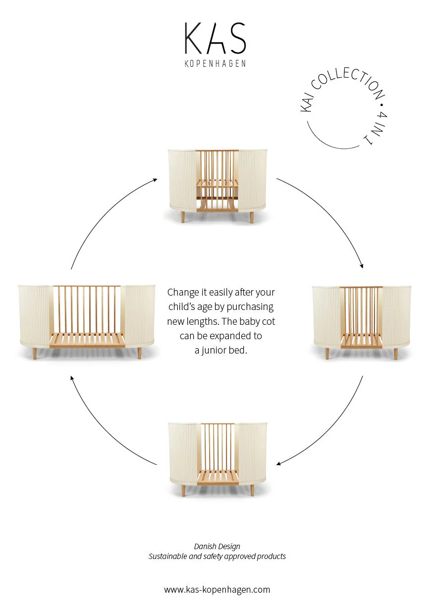 2025 KAS Kopenhagen KAI Ombouwset �C Verandert babybed in juniorbed (150 cm) | Massief duurzaam eikenhout | Duurzaam design