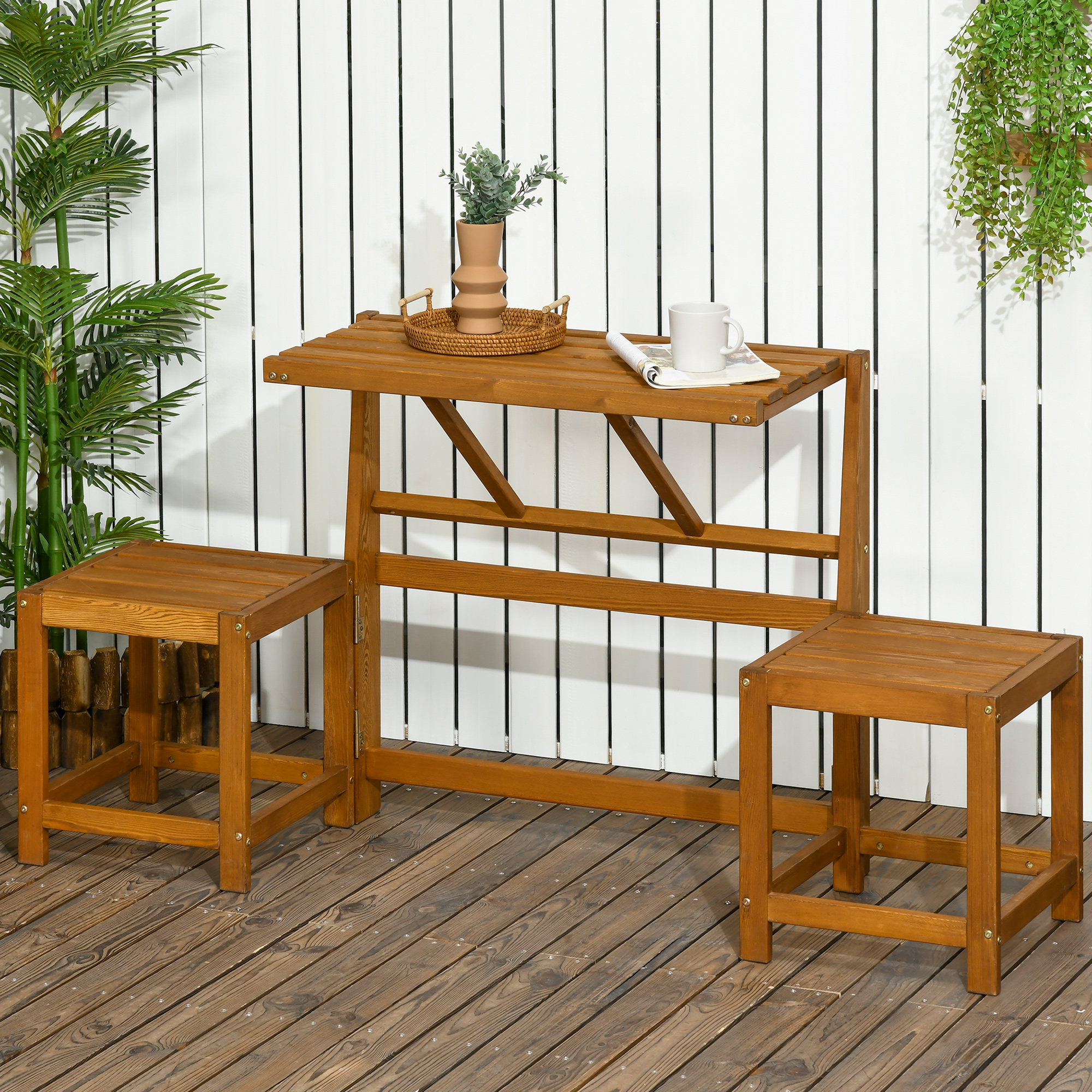 tuinbank, 2-in-1 parkbank, tuinmeubelset voor 2 personen teak