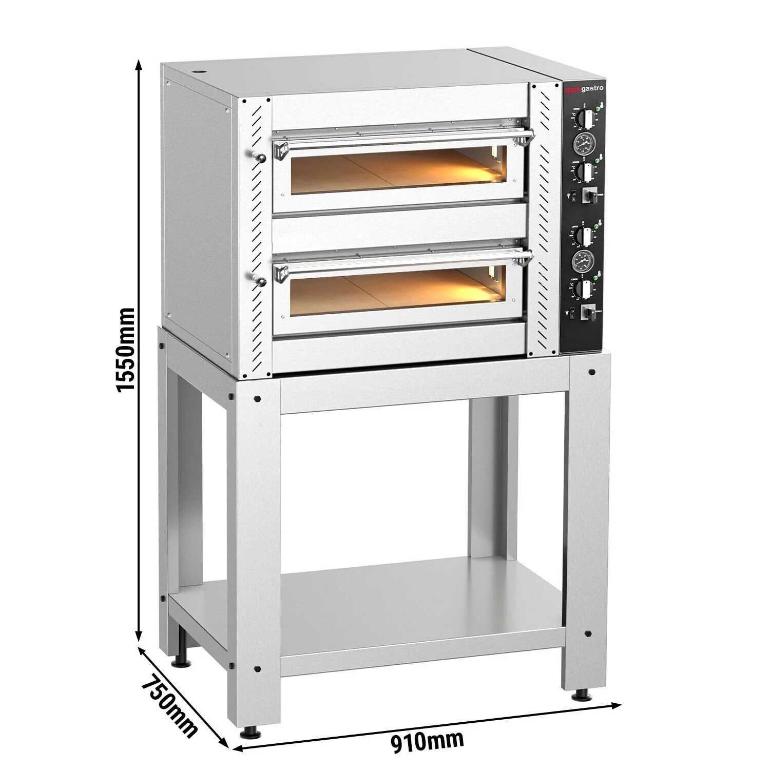 Elektrisk pizzaovn �C 4 + 4x 25 cm �C manuell �C inkl. understell