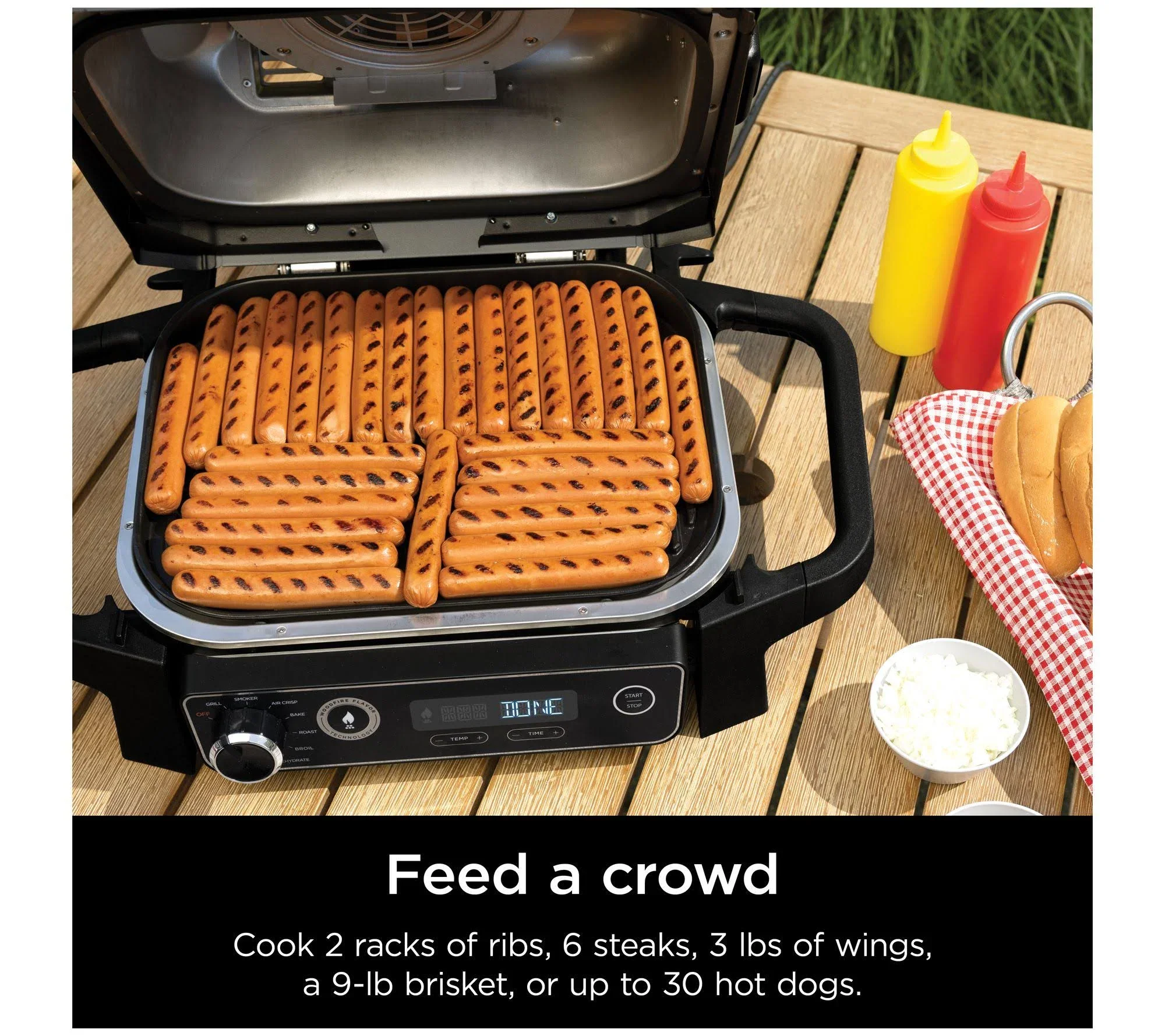 Ninja 7-in-1 Woodfire Electric Outdoor Grill &Air Fryer Grill ,Grey