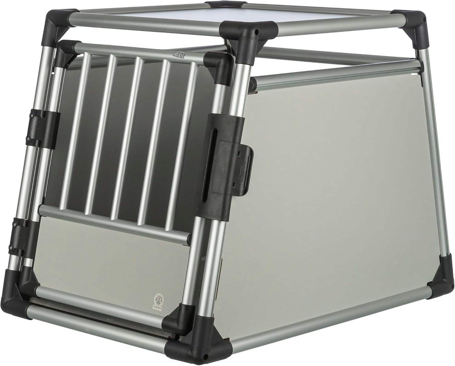 TRIXIE Hunde-Transportbox, Aluminium, L: 92 x 64 x 78 cm, grafit, rutschfste Liegematte, Klettleiste am Boden, Sicherheitsverschluss, stabil und geruscharm, hochgeschlossene Wnde - 39338