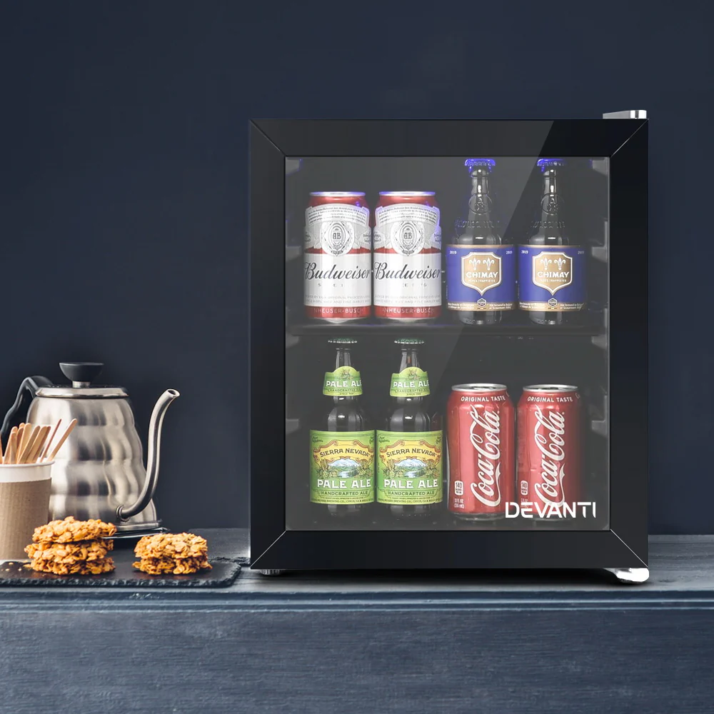 Double-Glazed 46L Bar Fridge w/ 5 Settings Devanti