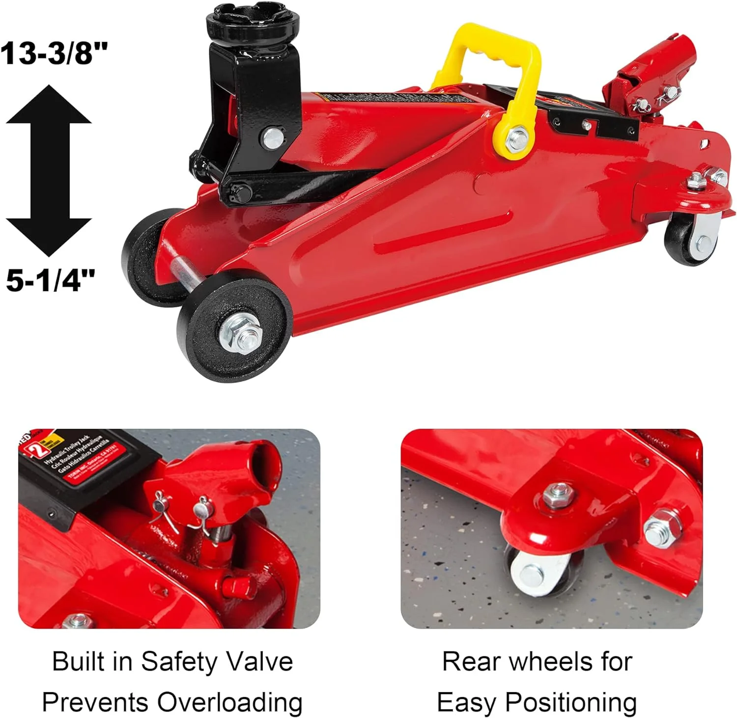 BIG RED 2-ton hydraulische krik, met 2 bokken en werkbank op wielen, rood, model W8200