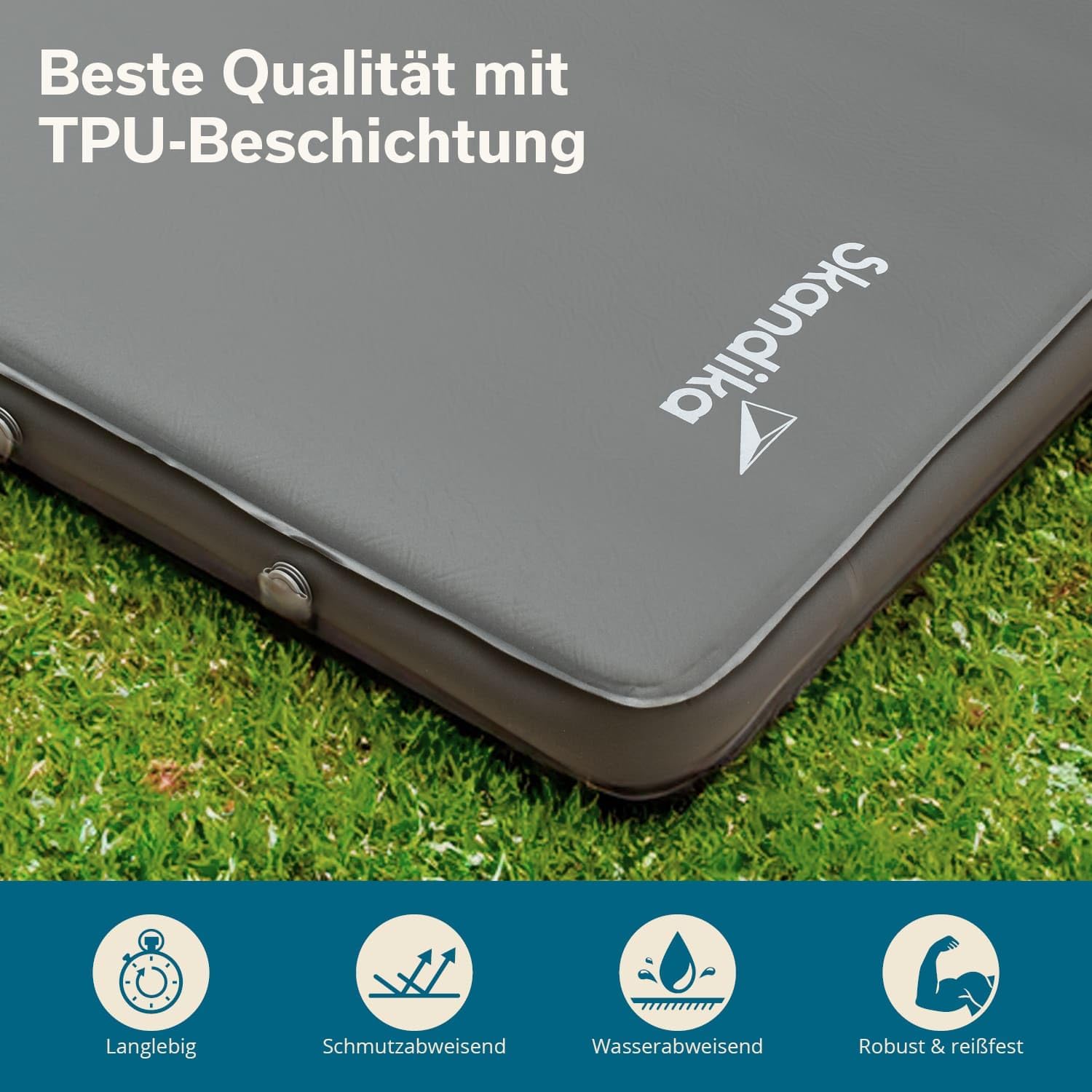 Skandika Premium Easy Isomatte Double 3D | 10 cm dick, selbstaufblasend, leicht, faltbar, selbstfüllender Schaumstoff, Campingunterlage, Gästematratze, Luftmatratze | Camping, Outdoor, Zelt, Auto