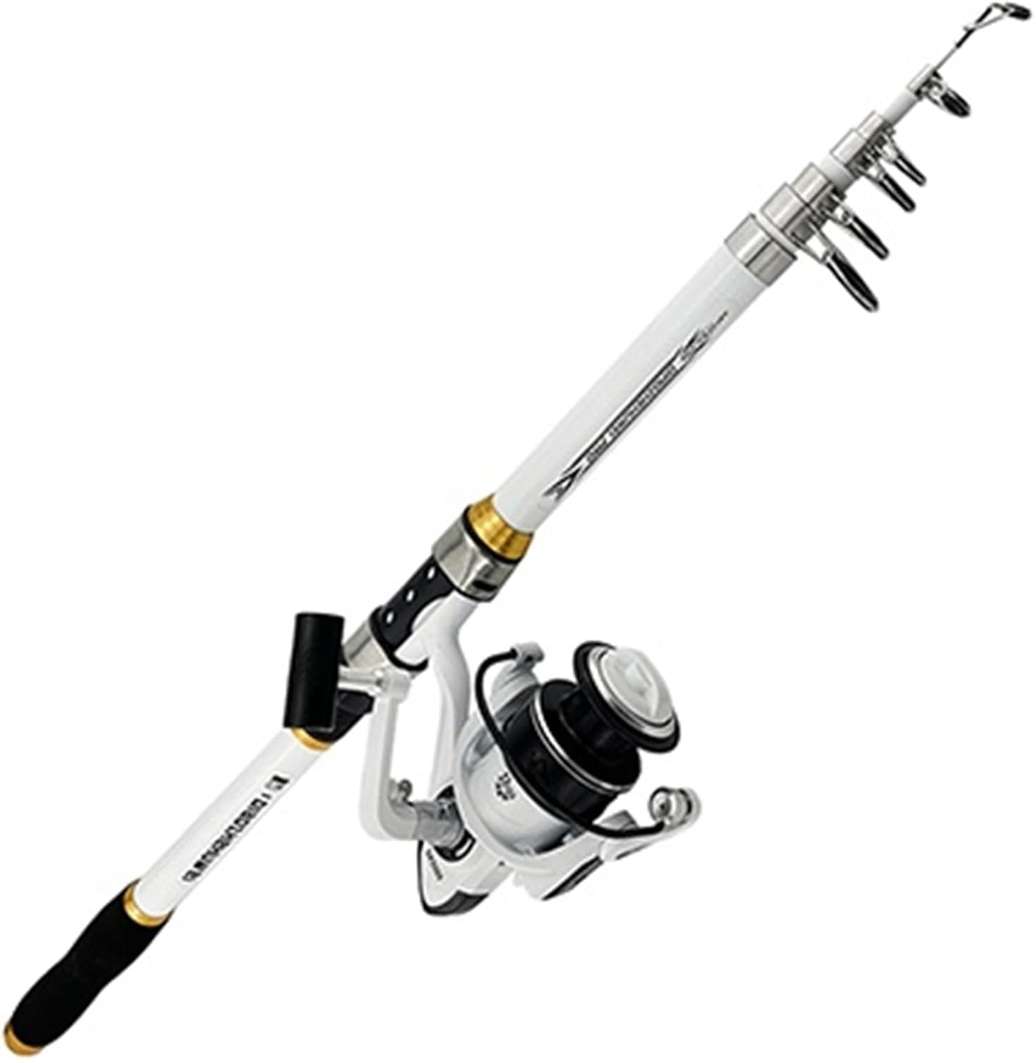 Angelset, Angelrute, Carbon-Angelrute und Angelrolle, Combo, Teleskop-Angelruten-Angelrute und Angelrolle, Combo, Teleskop-Angelruten- und Rollen-Set für Anfänger, Angelzubehör-Set (Weiß 3).