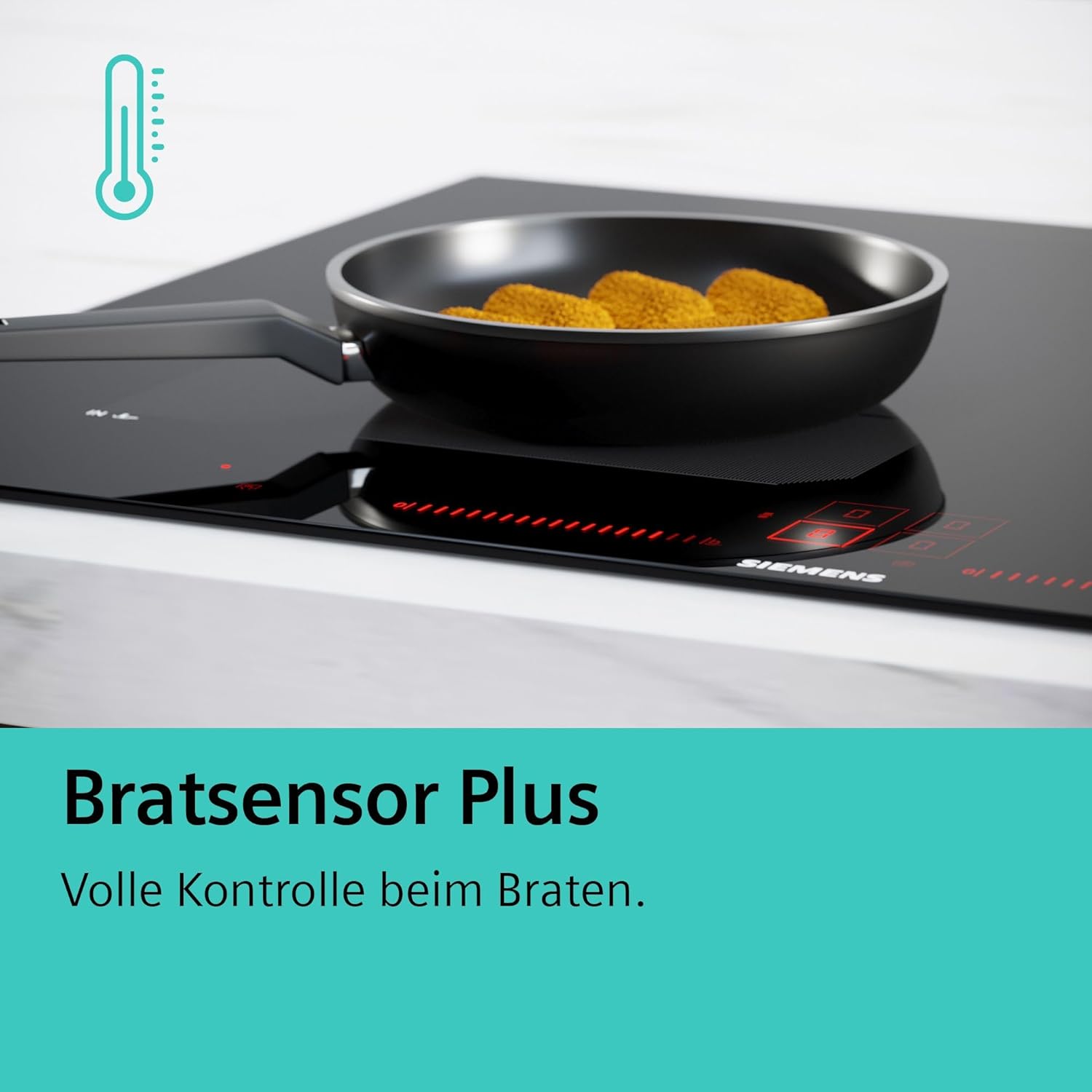 Siemens EX851LYV5E, iQ700, Smartes Induktionskochfeld 80 cm, autark, Rahmenlos aufliegend, Touch & Slide, varioInduktion Plus, Intelligente flexZonen, Bratsensor Plus, cookConnect System, Schwarz