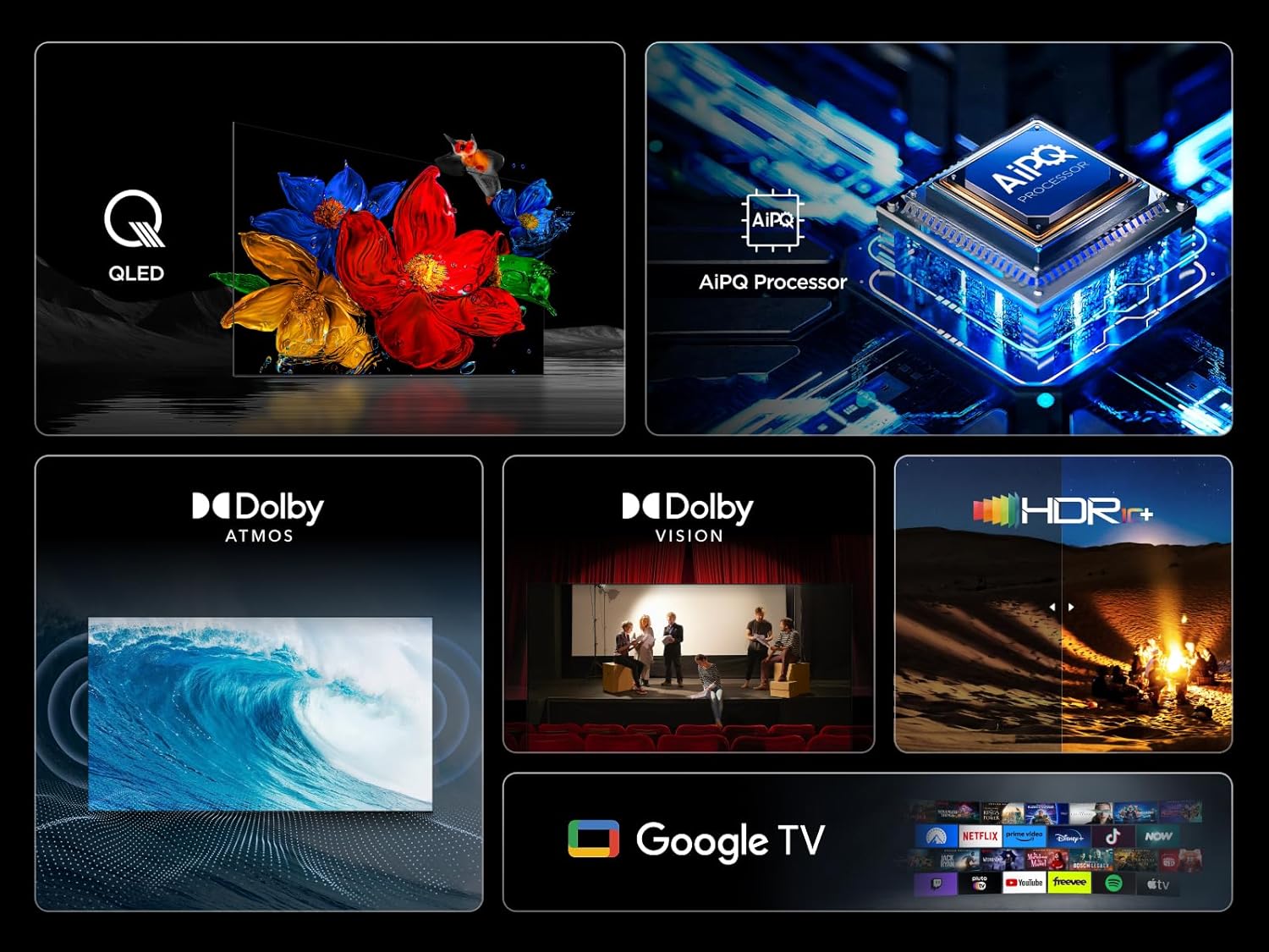TCL 43T69C 43 Zoll QLED, Direct LED TV, 4K HDR TV, Smart TV (Dolby Vision & Atmos, Motion Clarity, Kompatibel mit Assistant & Alexa)